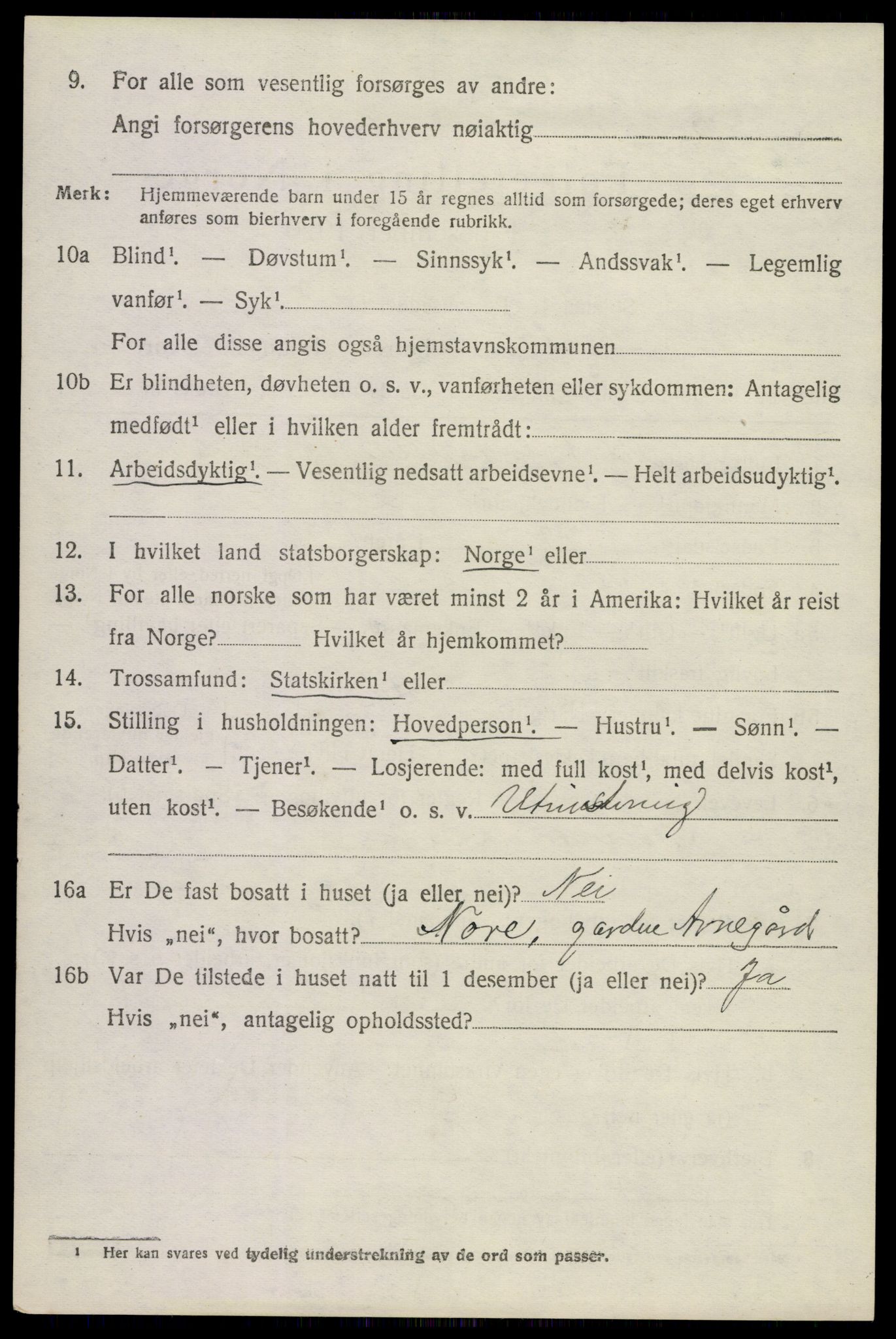 SAKO, 1920 census for Uvdal, 1920, p. 1290