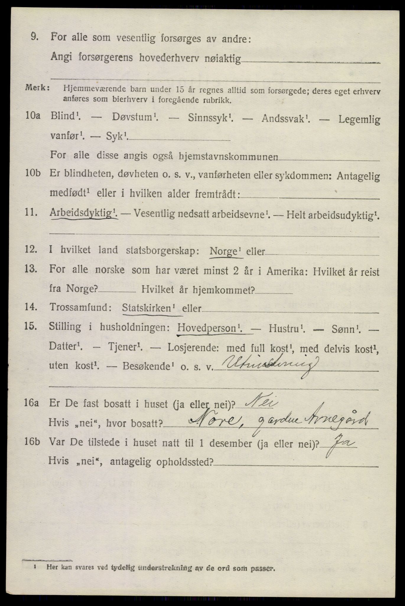 SAKO, 1920 census for Uvdal, 1920, p. 1290