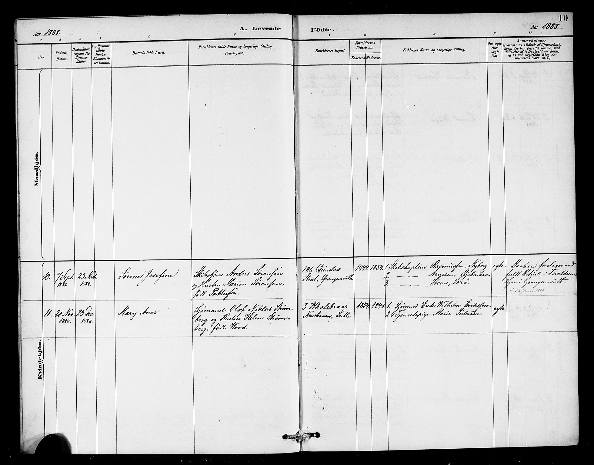 Den norske sjømannsmisjon i utlandet/Skotske havner (Leith, Glasgow), AV/SAB-SAB/PA-0100/H/Ha/Haa/L0003: Parish register (official) no. A 3, 1887-1898, p. 10