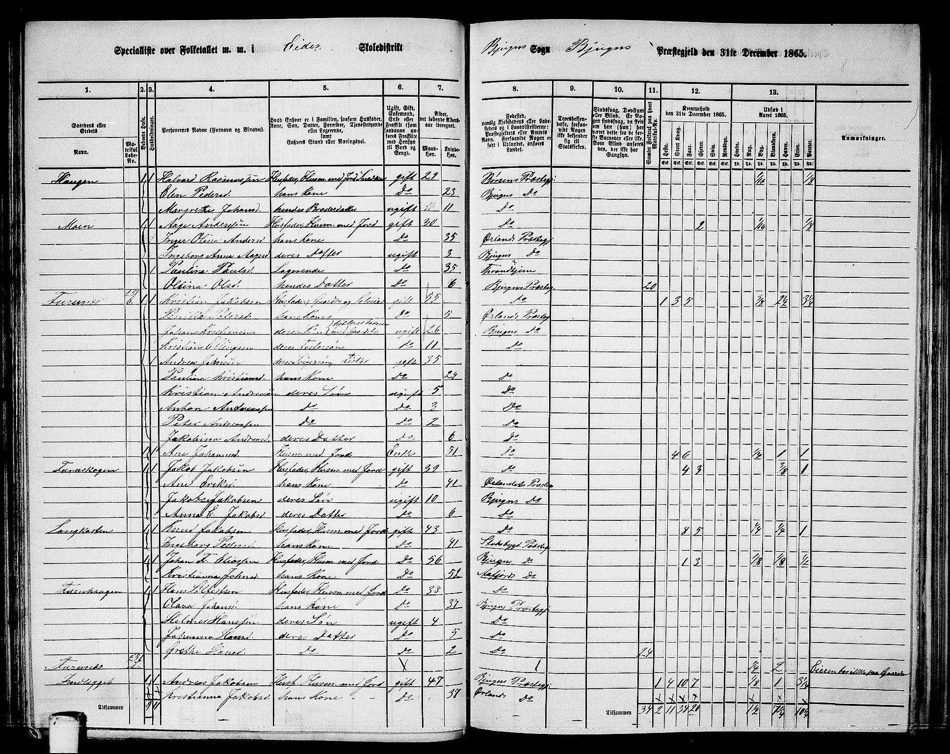 RA, 1865 census for Bjugn, 1865, p. 83