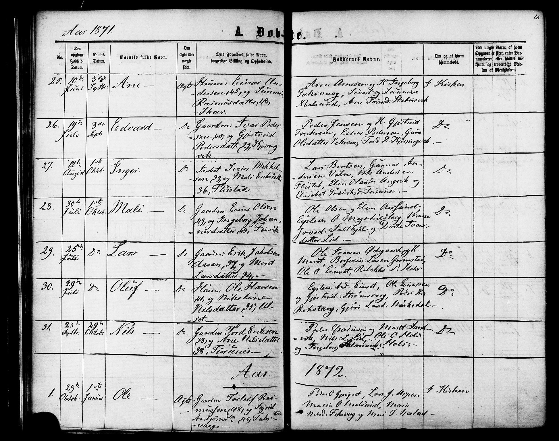 Ministerialprotokoller, klokkerbøker og fødselsregistre - Møre og Romsdal, AV/SAT-A-1454/587/L0999: Parish register (official) no. 587A01, 1864-1886, p. 26