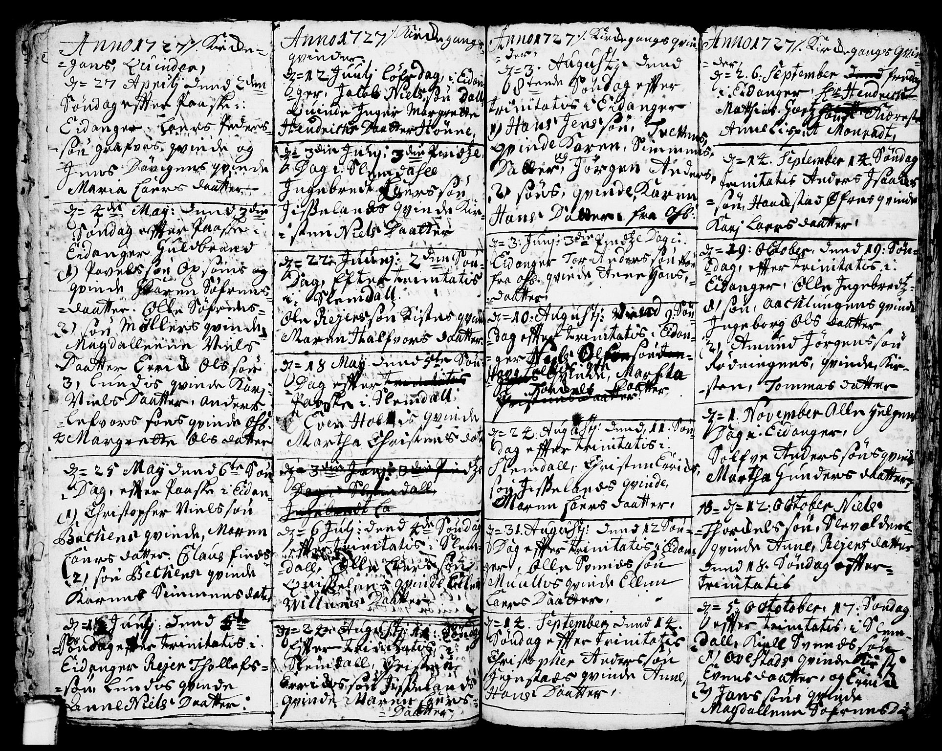 Eidanger kirkebøker, AV/SAKO-A-261/F/Fa/L0003: Parish register (official) no. 3, 1719-1732