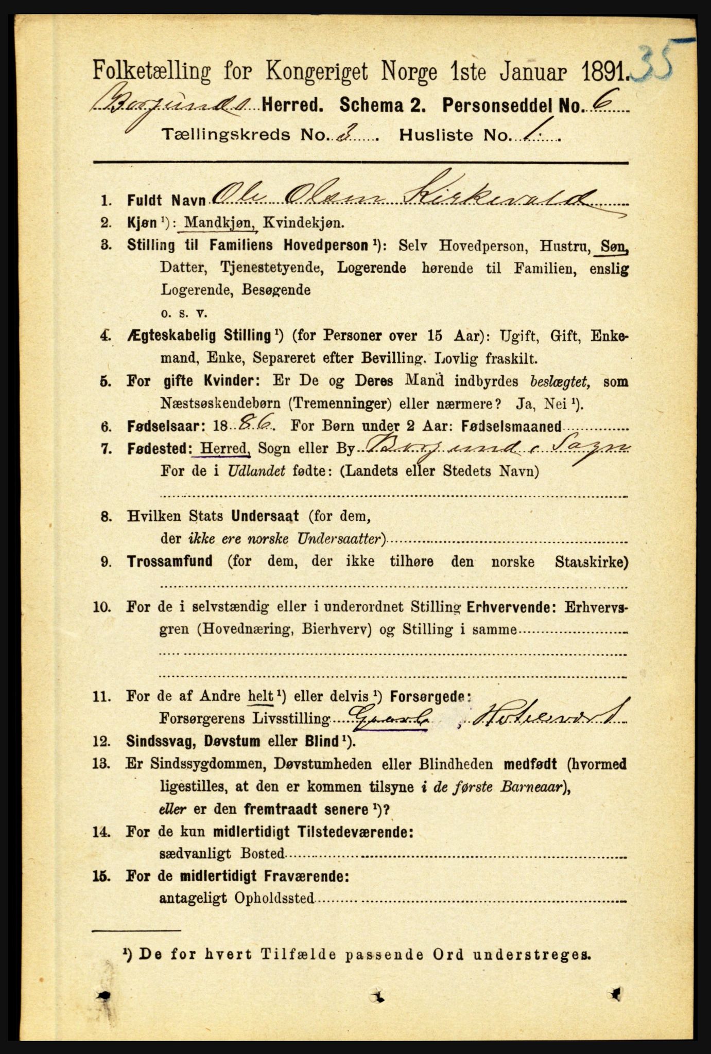 RA, 1891 census for 1423 Borgund, 1891, p. 568