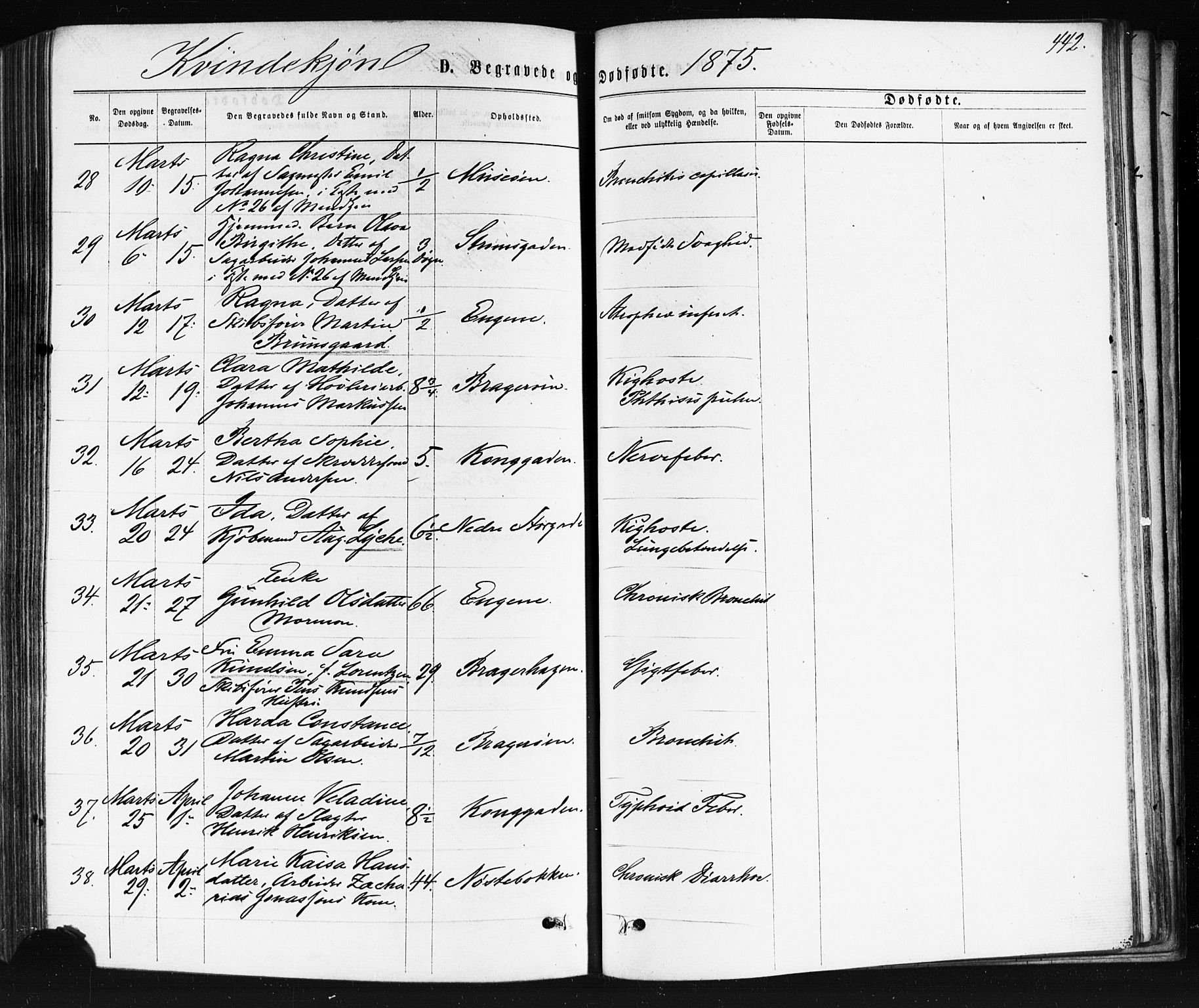 Bragernes kirkebøker, AV/SAKO-A-6/F/Fb/L0004: Parish register (official) no. II 4, 1869-1875, p. 442