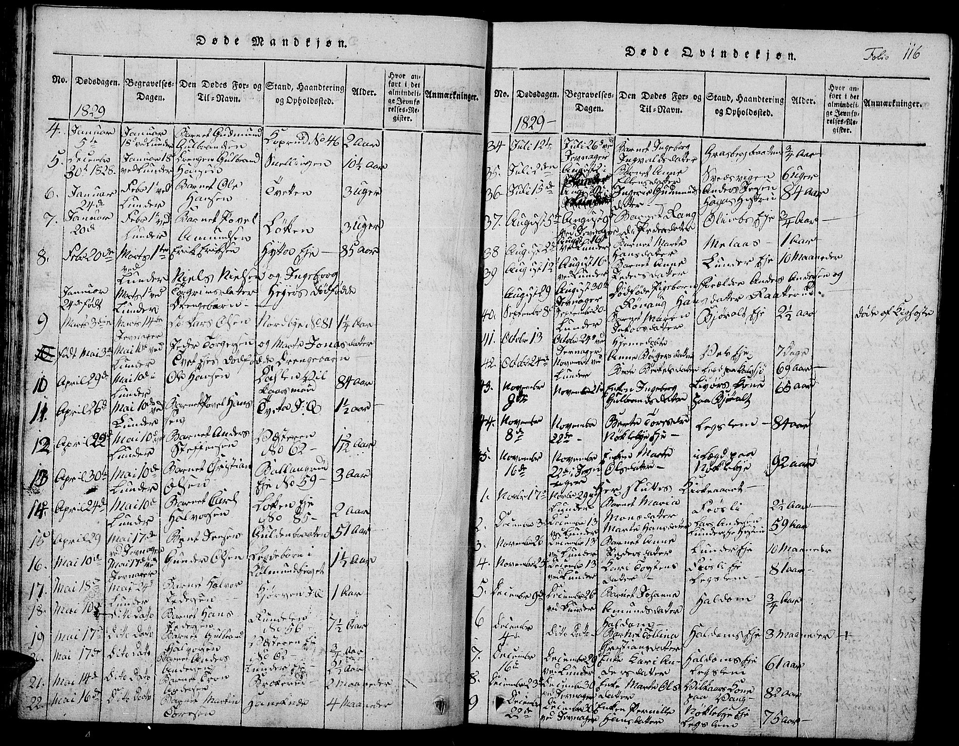 Jevnaker prestekontor, SAH/PREST-116/H/Ha/Hab/L0001: Parish register (copy) no. 1, 1815-1837, p. 116