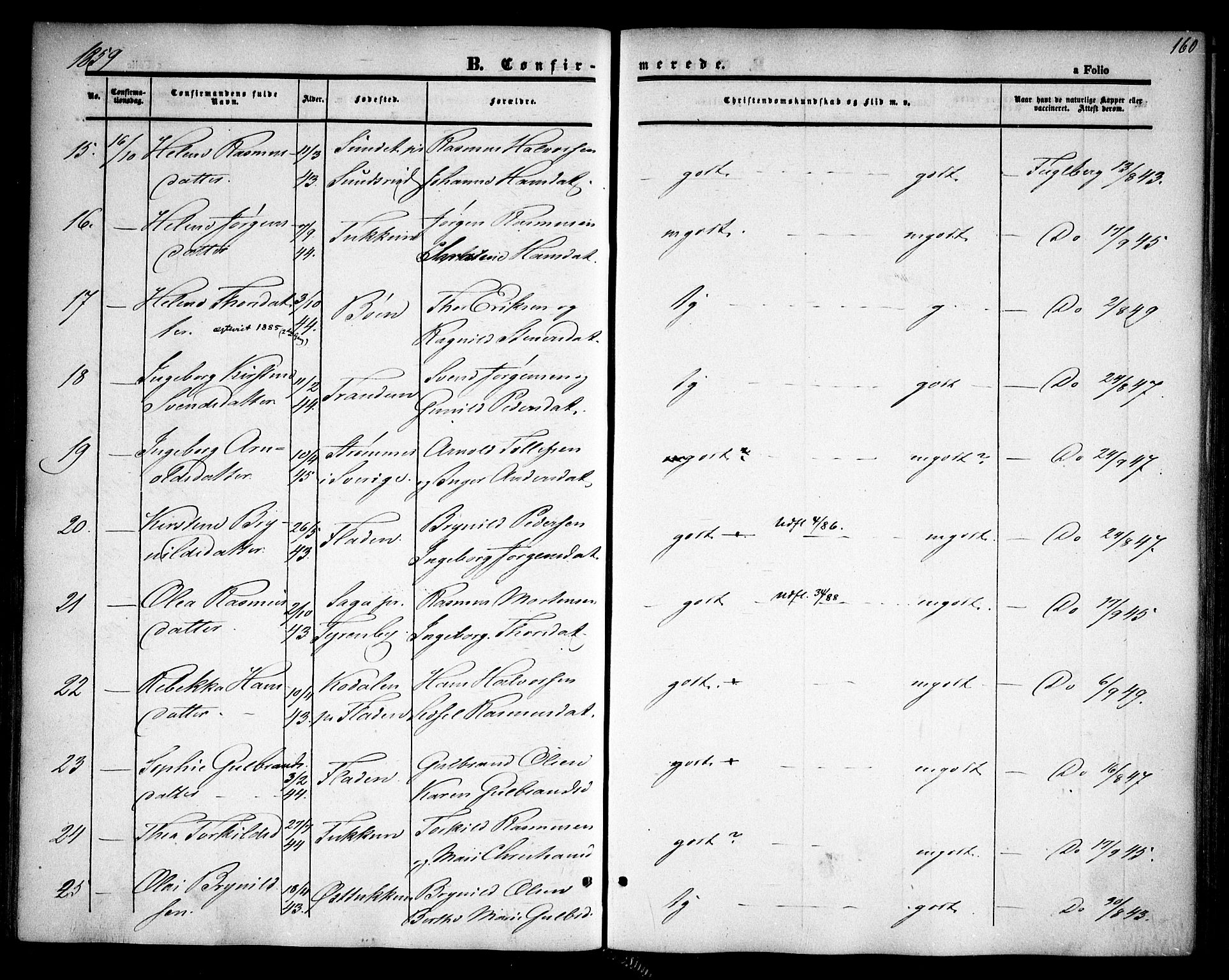 Rødenes prestekontor Kirkebøker, AV/SAO-A-2005/F/Fa/L0006: Parish register (official) no. I 6, 1850-1859, p. 160