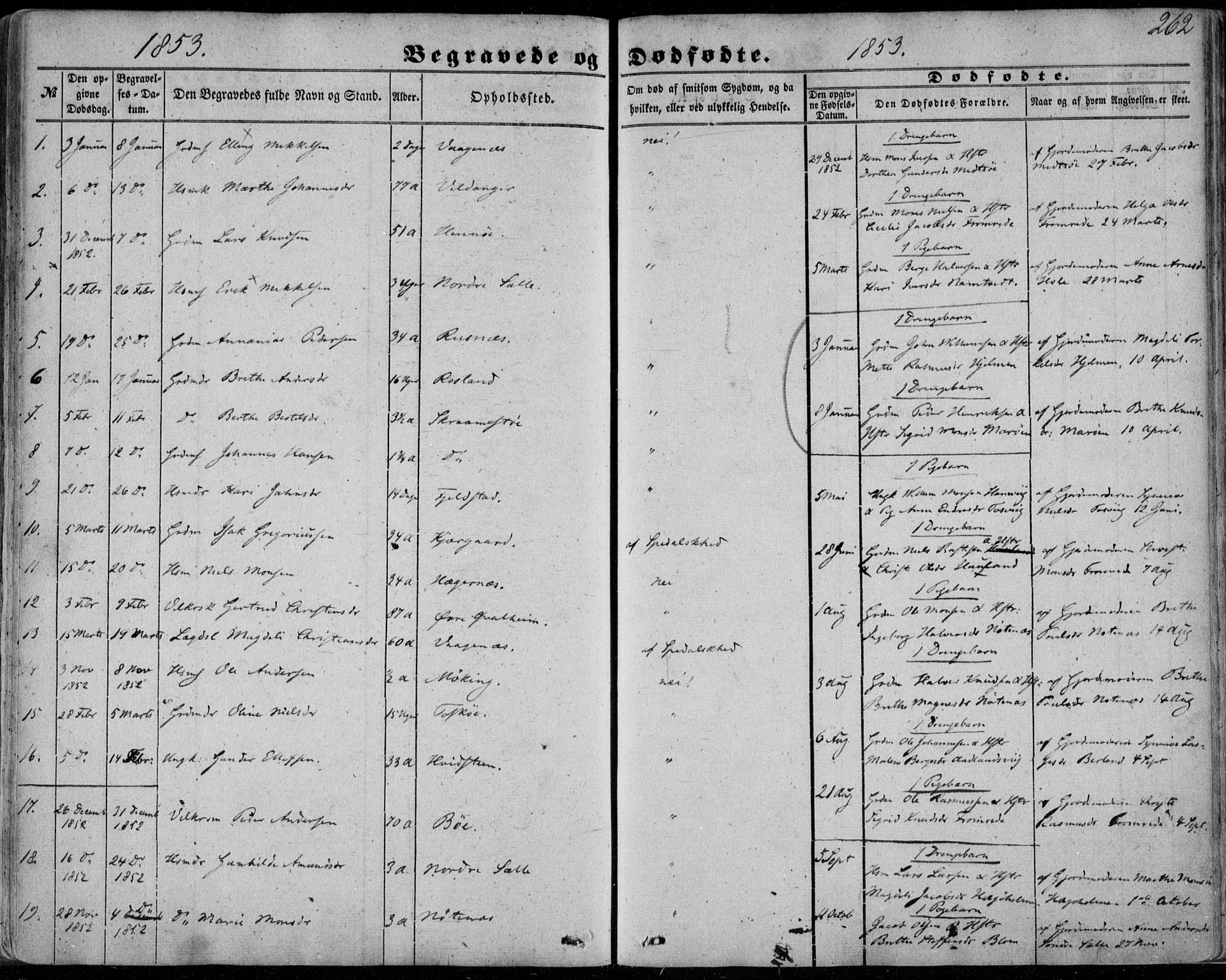 Manger sokneprestembete, SAB/A-76801/H/Haa: Parish register (official) no. A 6, 1849-1859, p. 262