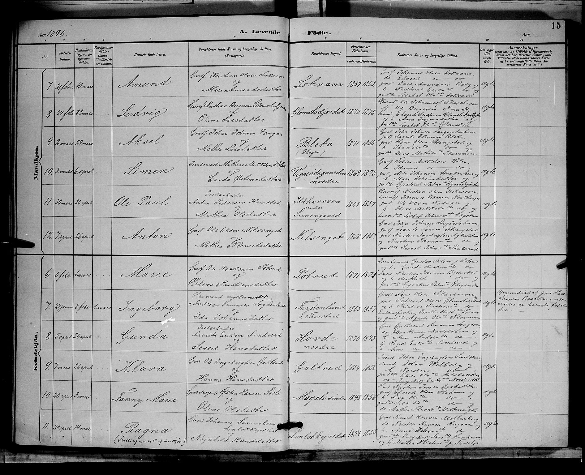 Øyer prestekontor, AV/SAH-PREST-084/H/Ha/Hab/L0004: Parish register (copy) no. 4, 1894-1905, p. 15