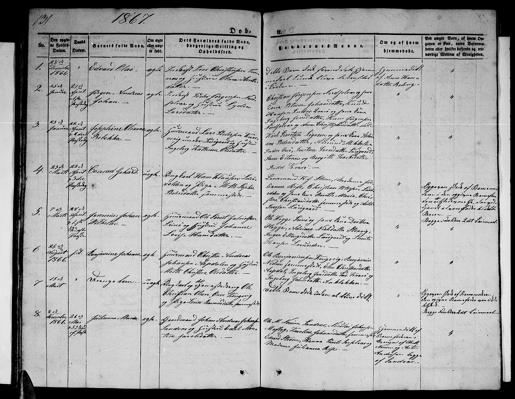 Ministerialprotokoller, klokkerbøker og fødselsregistre - Nordland, AV/SAT-A-1459/839/L0572: Parish register (copy) no. 839C02, 1841-1873, p. 131