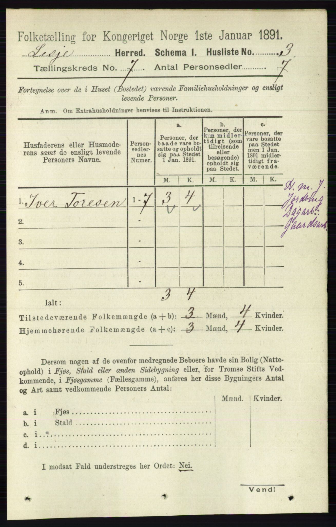 RA, 1891 census for 0512 Lesja, 1891, p. 2410