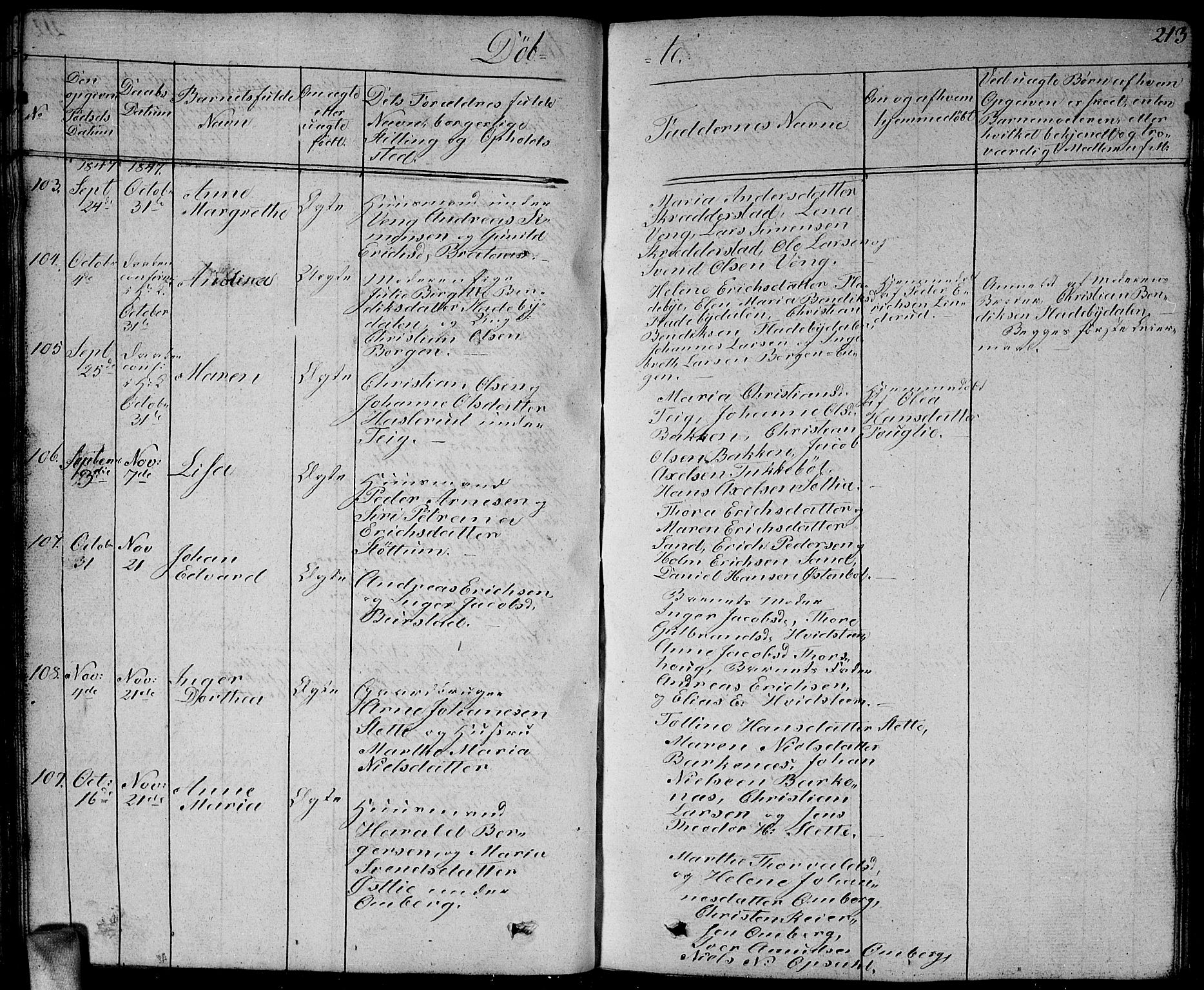 Enebakk prestekontor Kirkebøker, AV/SAO-A-10171c/G/Ga/L0003: Parish register (copy) no. I 3, 1833-1849, p. 213