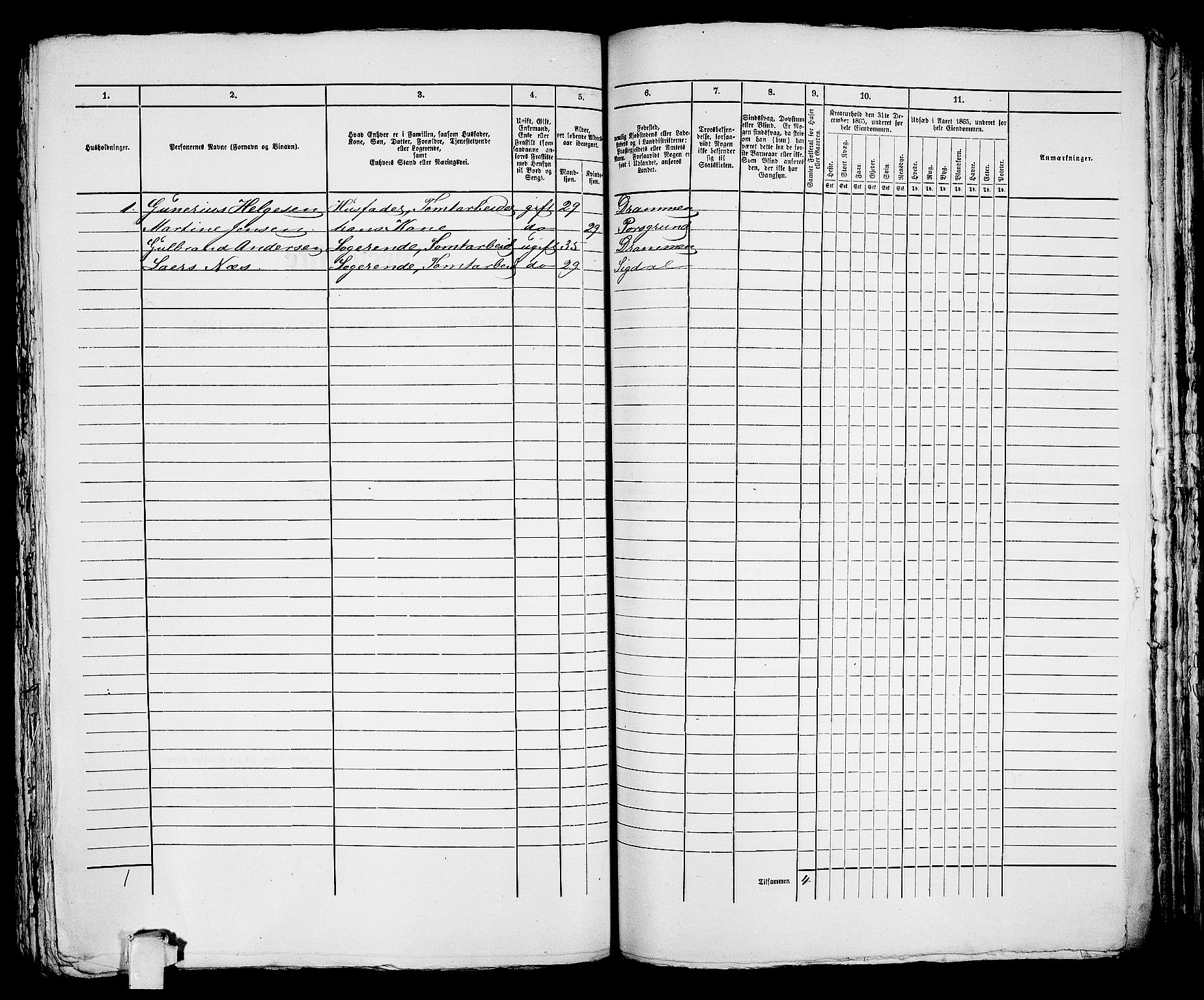 RA, 1865 census for Porsgrunn, 1865, p. 351