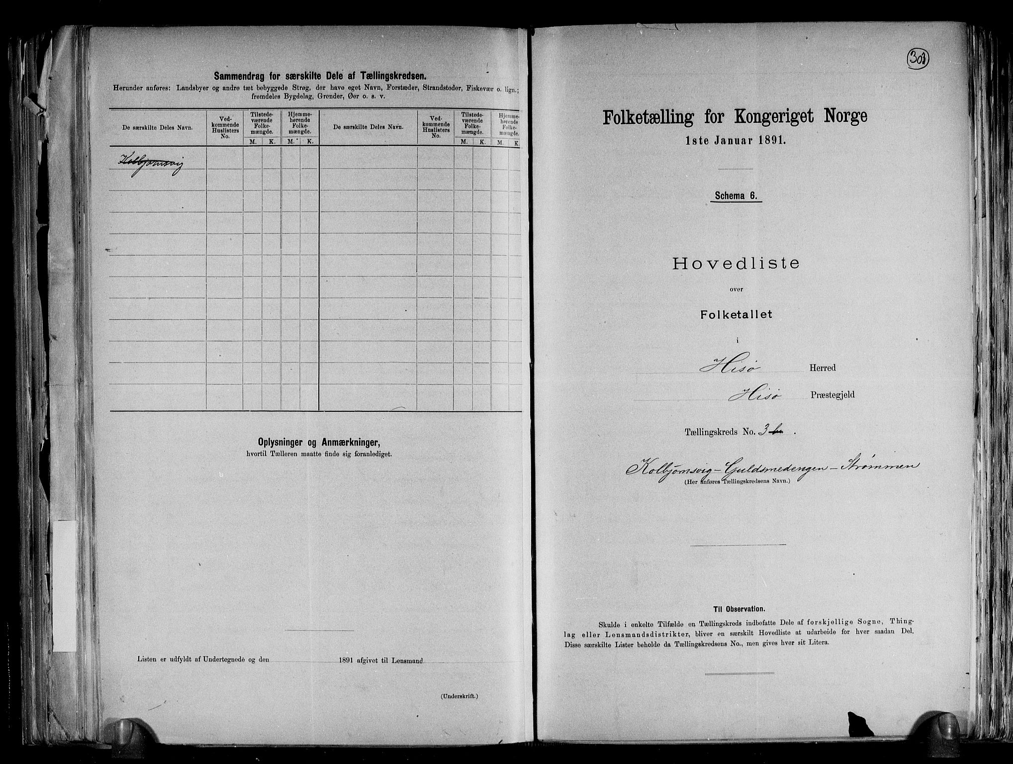 RA, 1891 census for 0922 Hisøy, 1891, p. 14