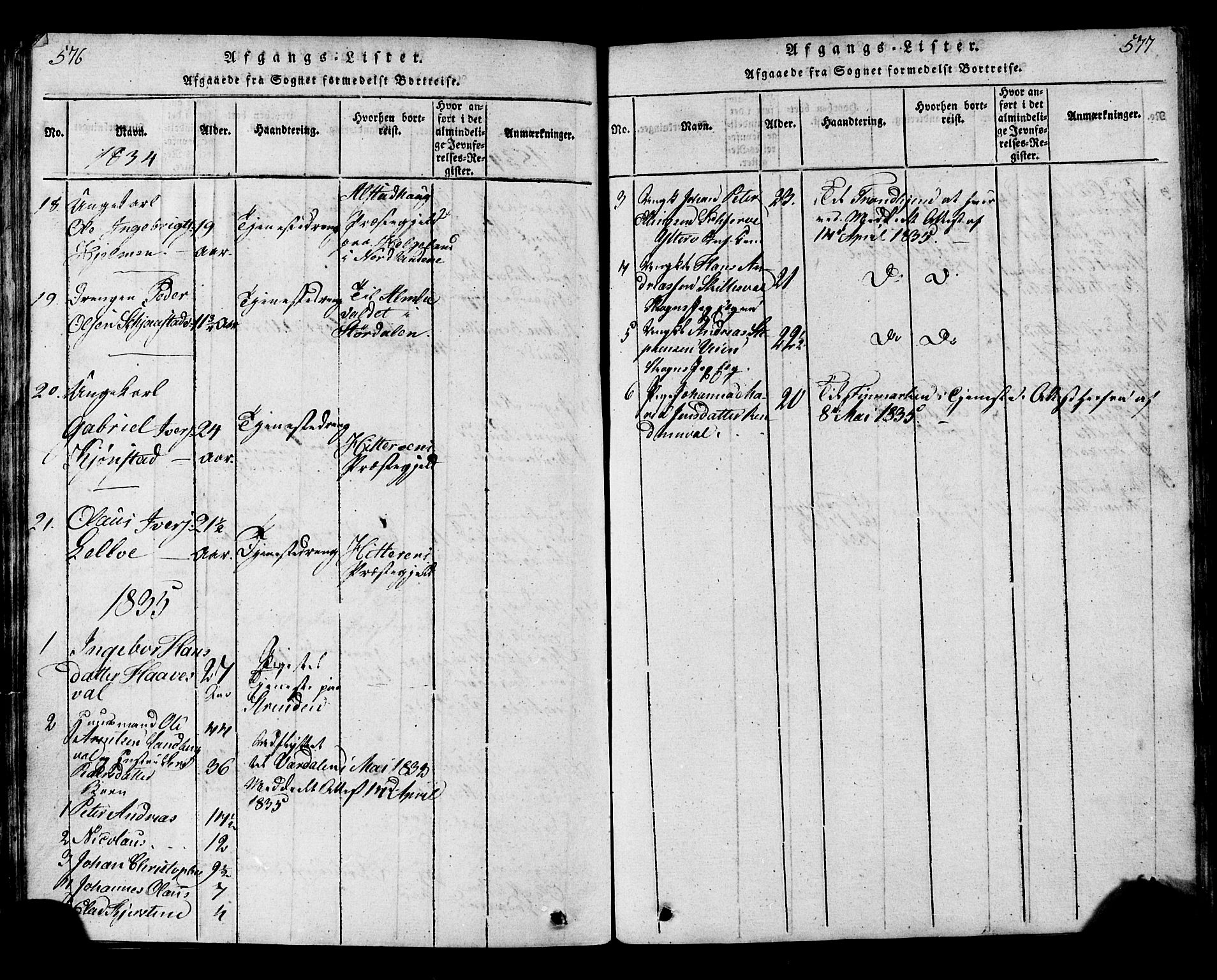 Ministerialprotokoller, klokkerbøker og fødselsregistre - Nord-Trøndelag, SAT/A-1458/717/L0169: Parish register (copy) no. 717C01, 1816-1834, p. 576-577