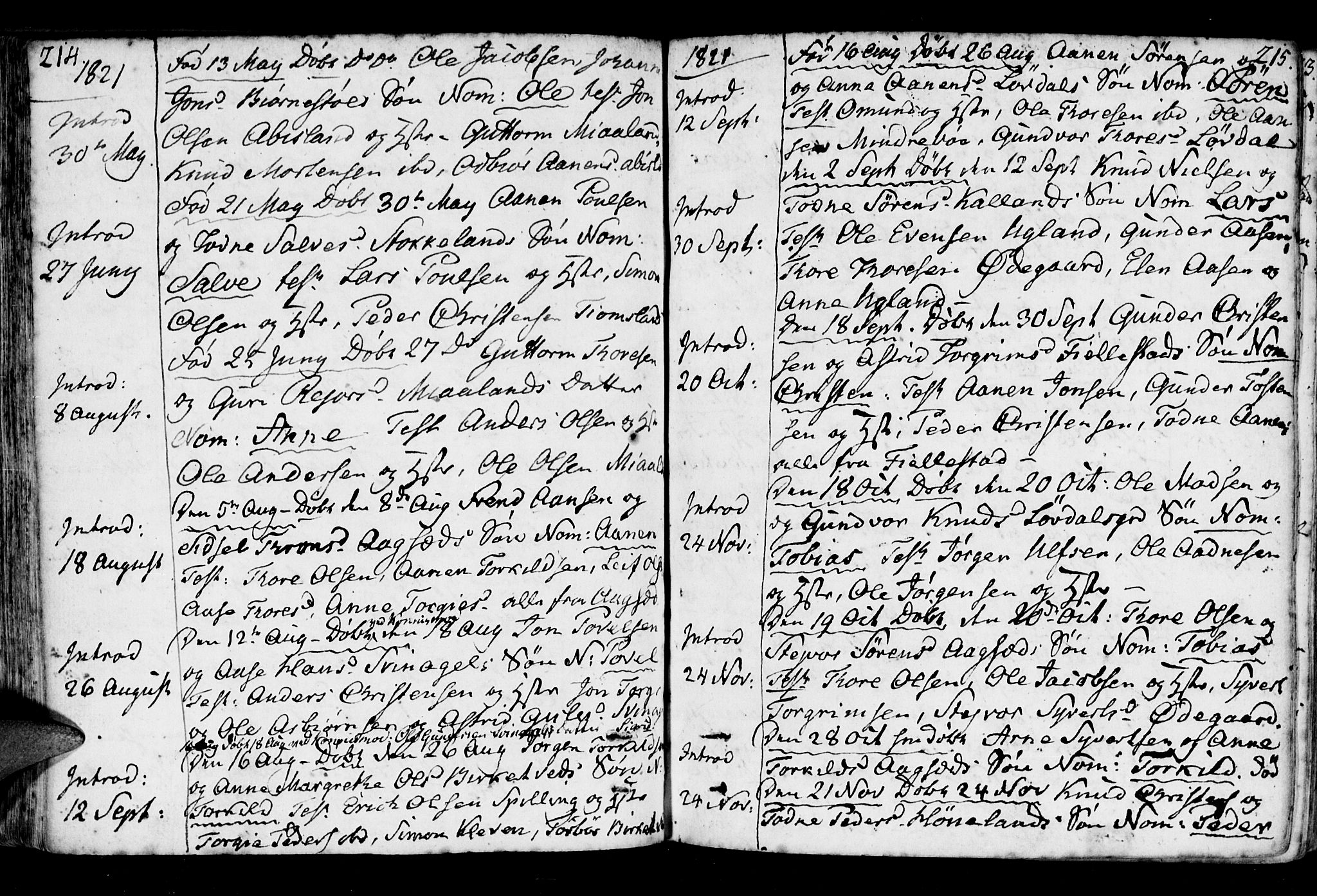 Holum sokneprestkontor, AV/SAK-1111-0022/F/Fa/Fab/L0004: Parish register (official) no. A 4, 1774-1847, p. 214-215