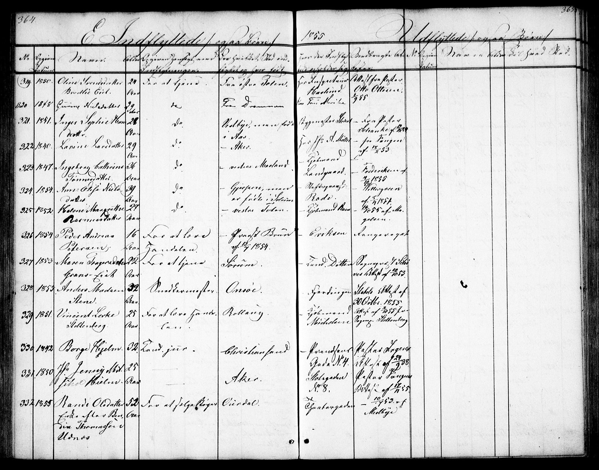 Oslo domkirke Kirkebøker, AV/SAO-A-10752/F/Fa/L0028: Parish register (official) no. 28, 1840-1876, p. 364-365