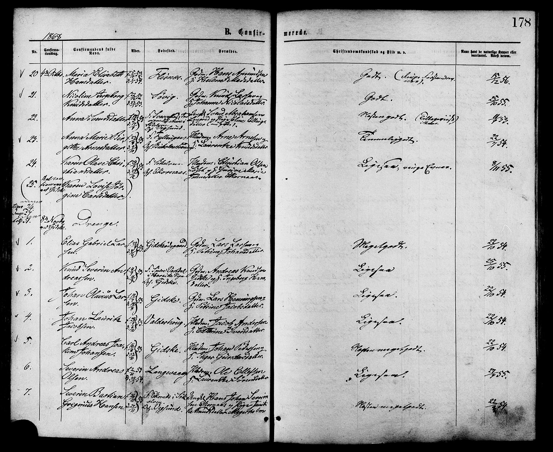 Ministerialprotokoller, klokkerbøker og fødselsregistre - Møre og Romsdal, AV/SAT-A-1454/528/L0399: Parish register (official) no. 528A10, 1864-1879, p. 178