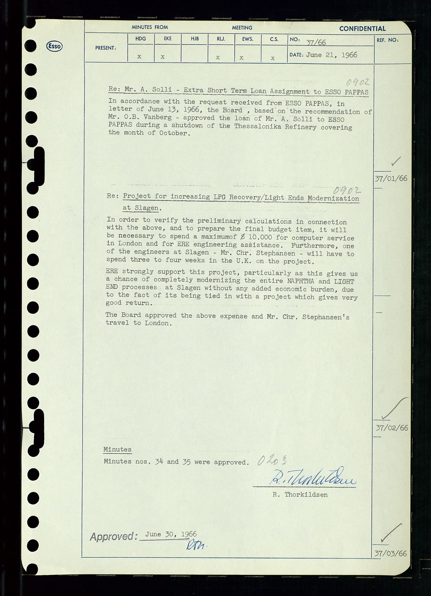 Pa 0982 - Esso Norge A/S, AV/SAST-A-100448/A/Aa/L0002/0002: Den administrerende direksjon Board minutes (styrereferater) / Den administrerende direksjon Board minutes (styrereferater), 1966, p. 78