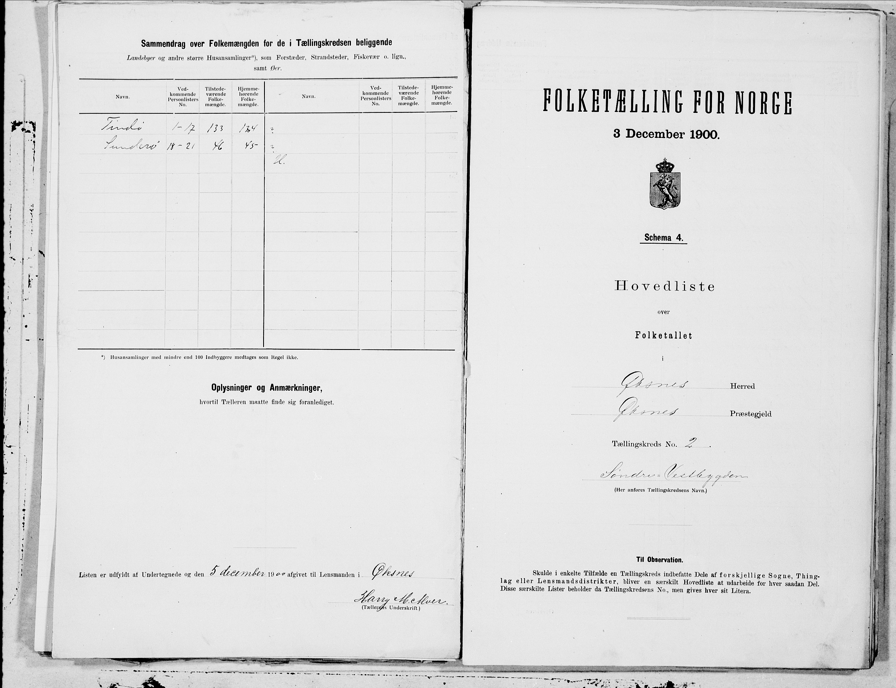 SAT, 1900 census for Øksnes, 1900, p. 5