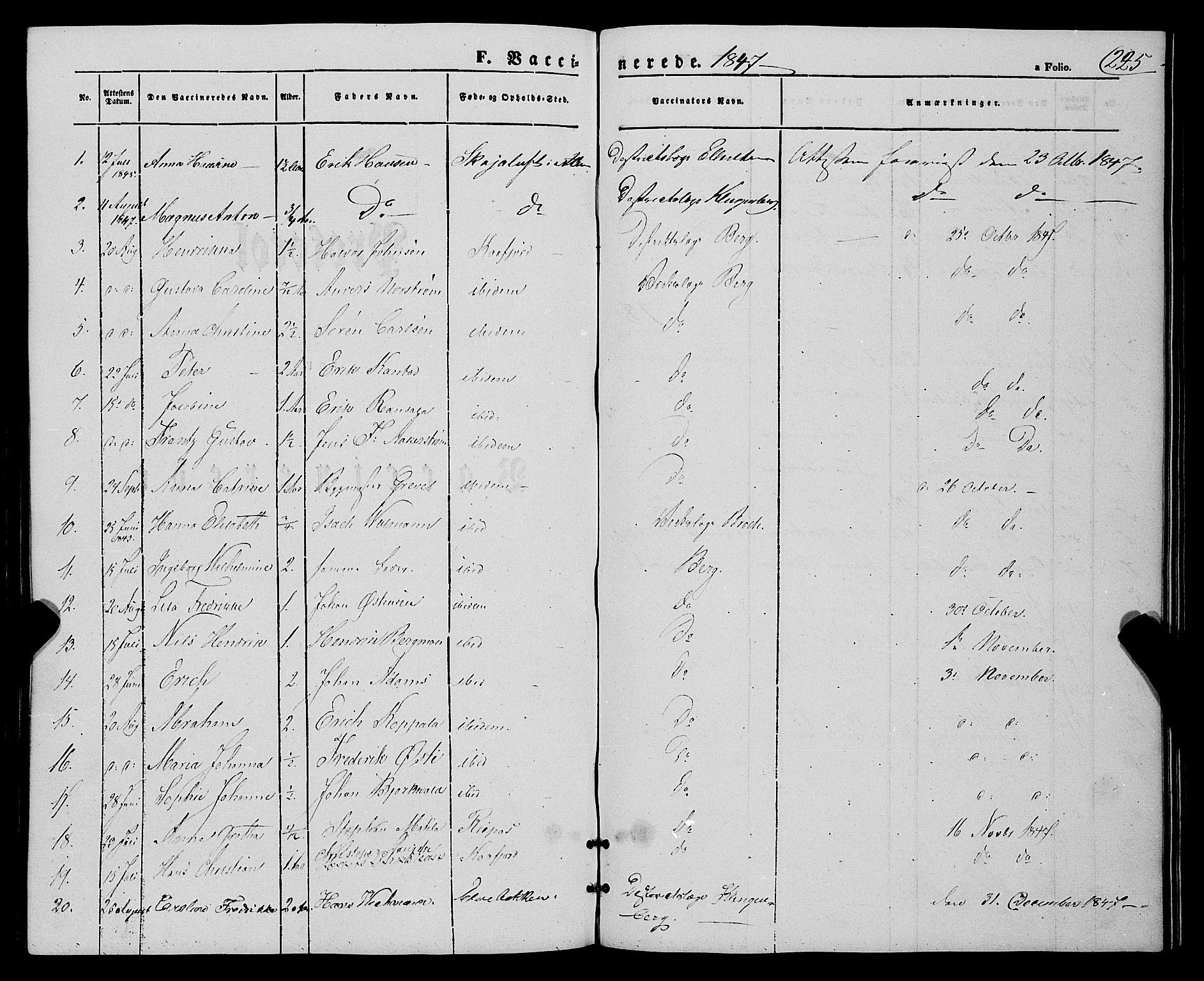 Talvik sokneprestkontor, SATØ/S-1337/H/Ha/L0016kirke: Parish register (official) no. 16, 1847-1857, p. 225