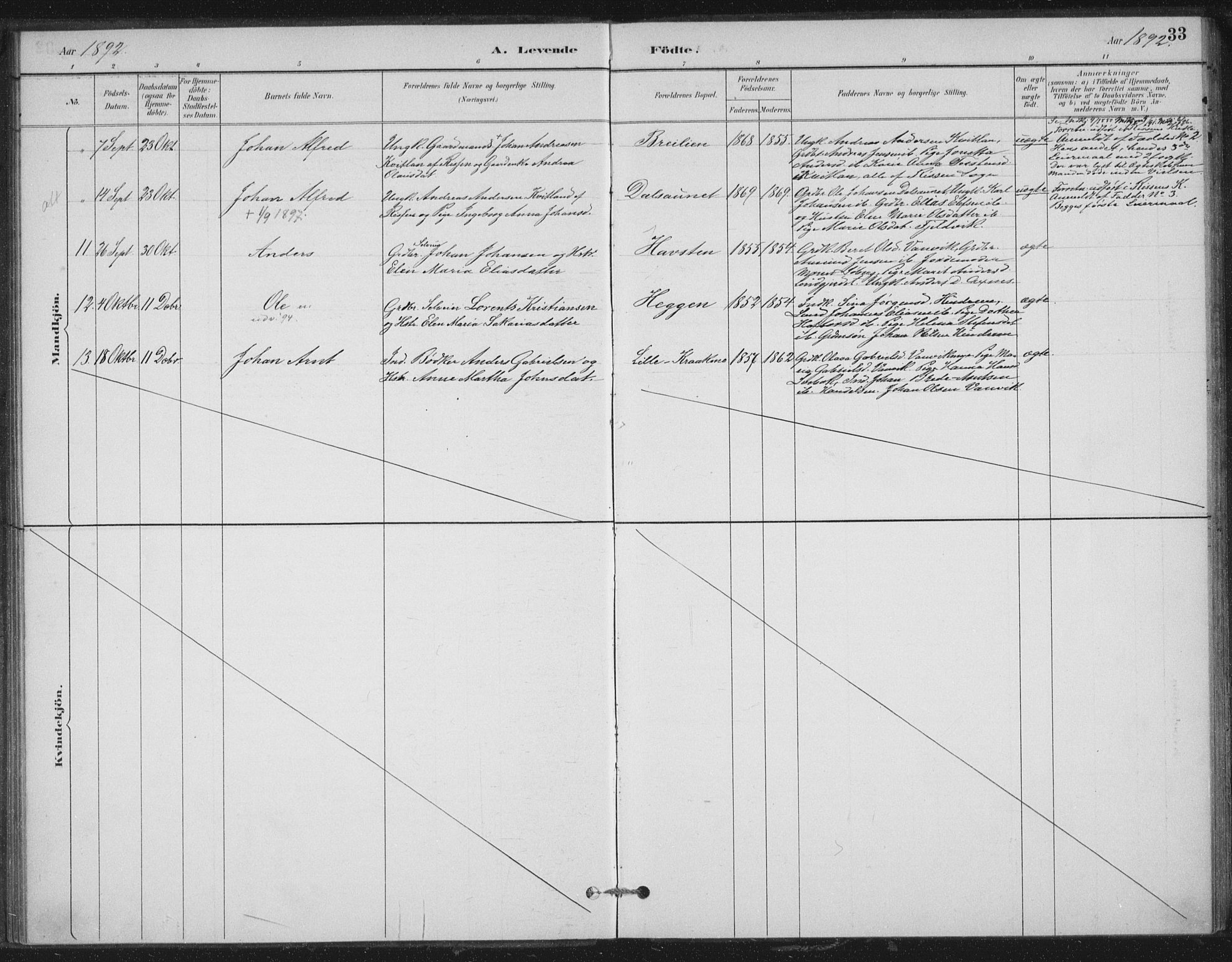 Ministerialprotokoller, klokkerbøker og fødselsregistre - Nord-Trøndelag, AV/SAT-A-1458/702/L0023: Parish register (official) no. 702A01, 1883-1897, p. 33