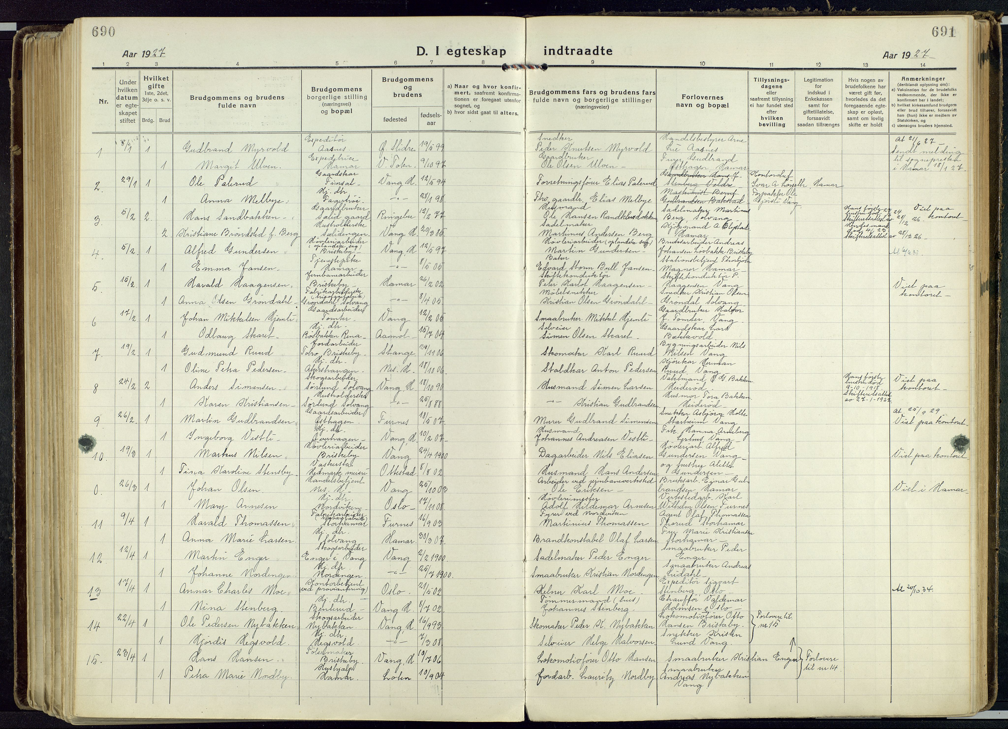 Vang prestekontor, Hedmark, SAH/PREST-008/H/Ha/Haa/L0022: Parish register (official) no. 22, 1918-1944, p. 690-691