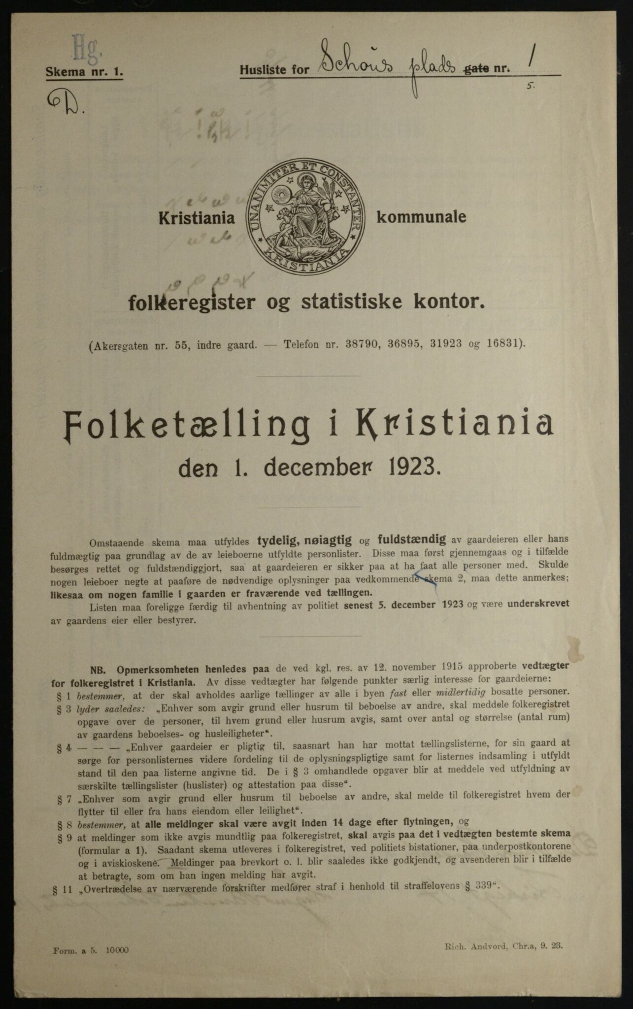 OBA, Municipal Census 1923 for Kristiania, 1923, p. 100087