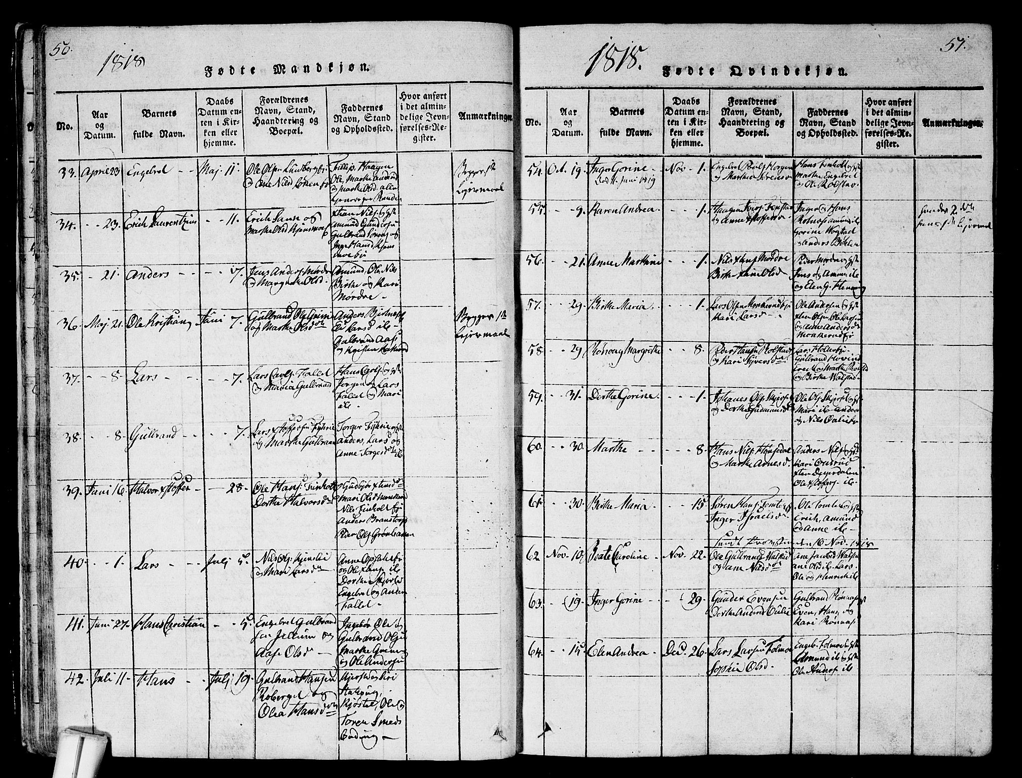 Nes prestekontor Kirkebøker, AV/SAO-A-10410/G/Ga/L0001: Parish register (copy) no. I 1, 1815-1835, p. 50-51