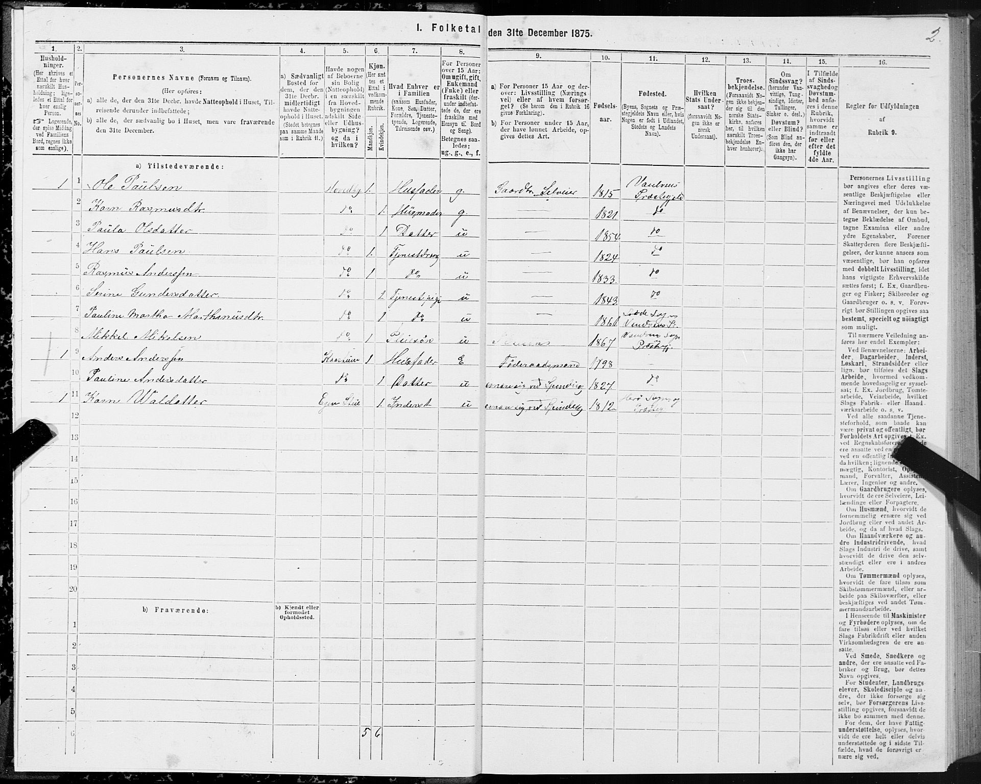 SAT, 1875 census for 1511P Vanylven, 1875, p. 1002