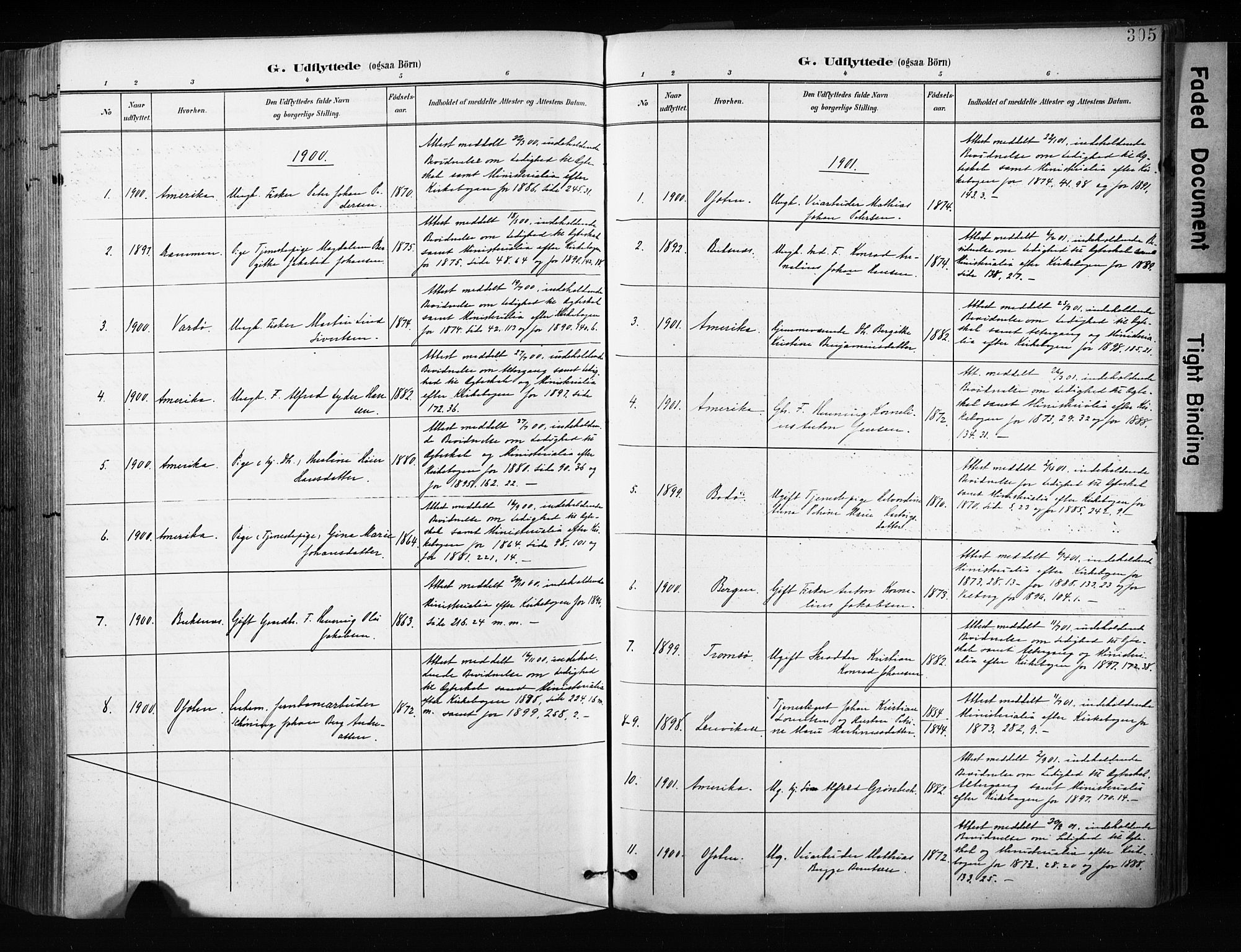 Ministerialprotokoller, klokkerbøker og fødselsregistre - Nordland, AV/SAT-A-1459/880/L1134: Parish register (official) no. 880A08, 1899-1908, p. 305