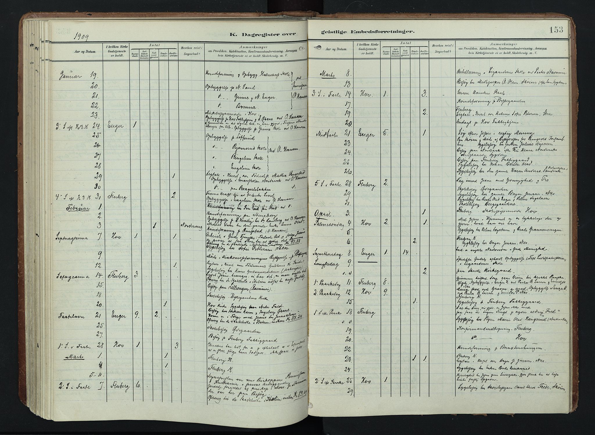 Søndre Land prestekontor, AV/SAH-PREST-122/K/L0005: Parish register (official) no. 5, 1905-1914, p. 153