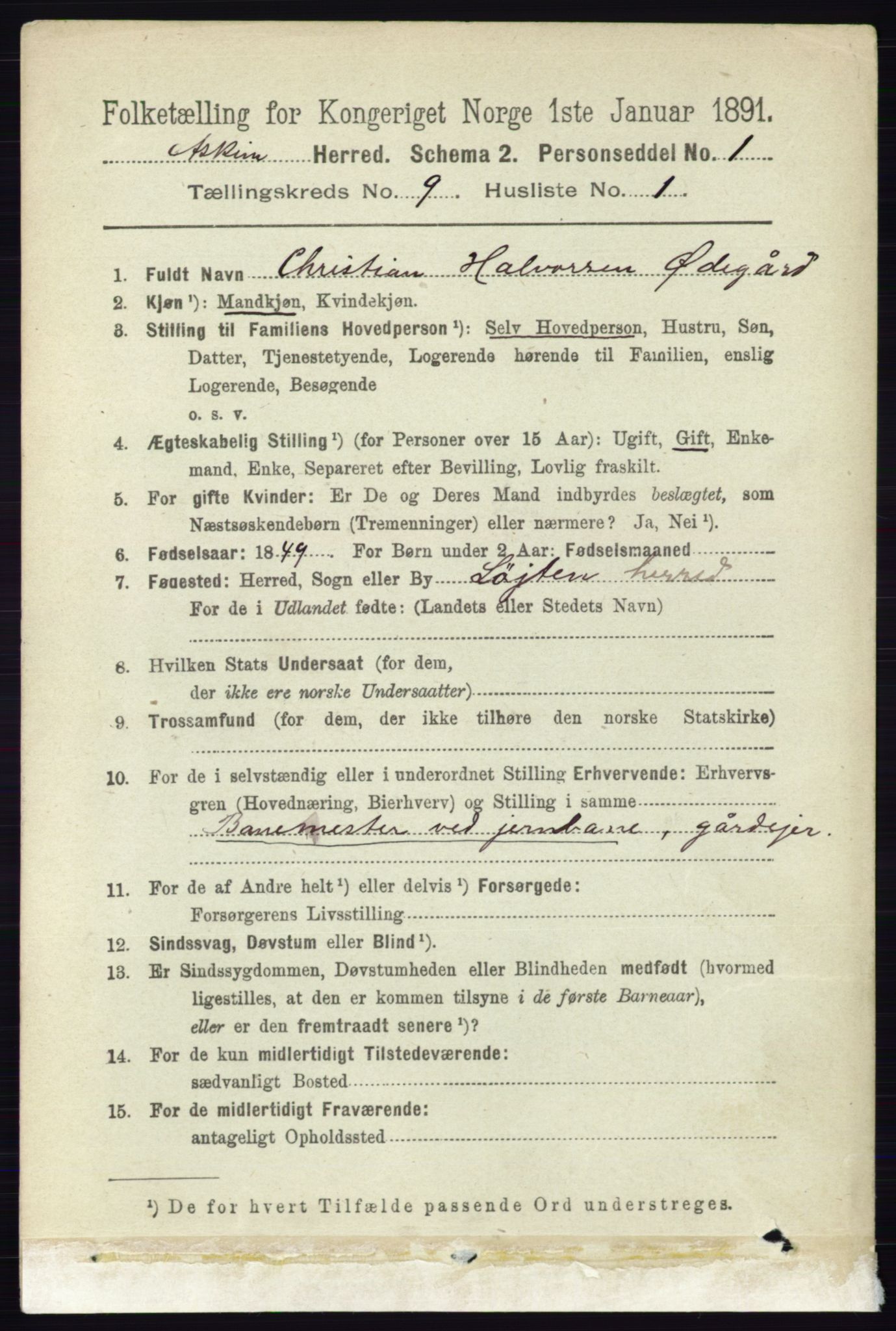 RA, 1891 census for 0124 Askim, 1891, p. 1464