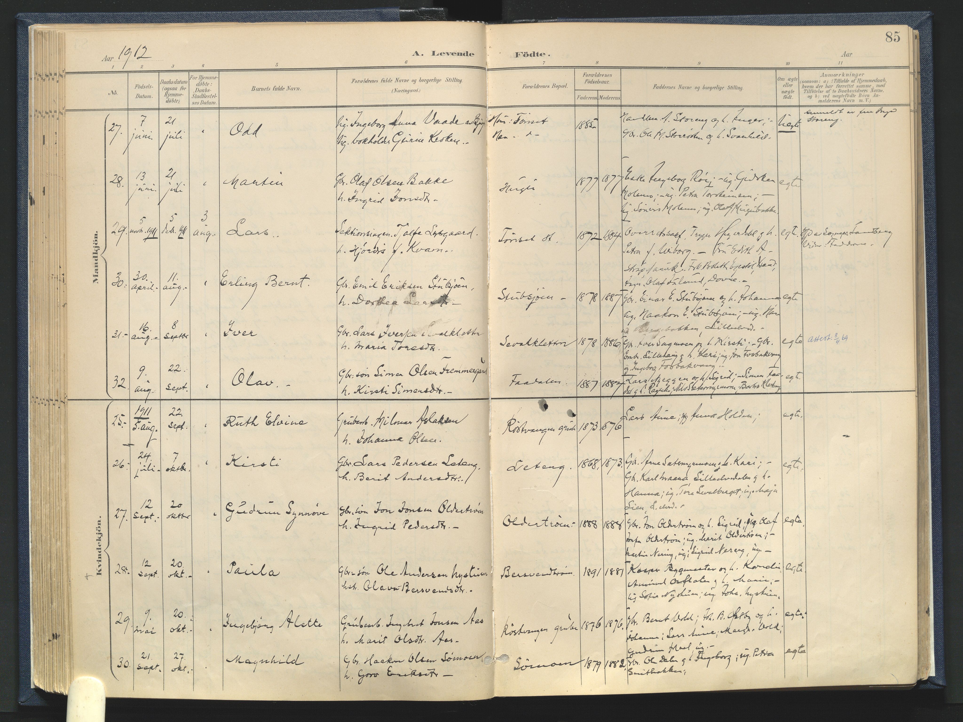 Tynset prestekontor, AV/SAH-PREST-058/H/Ha/Haa/L0025: Parish register (official) no. 25, 1900-1914, p. 85