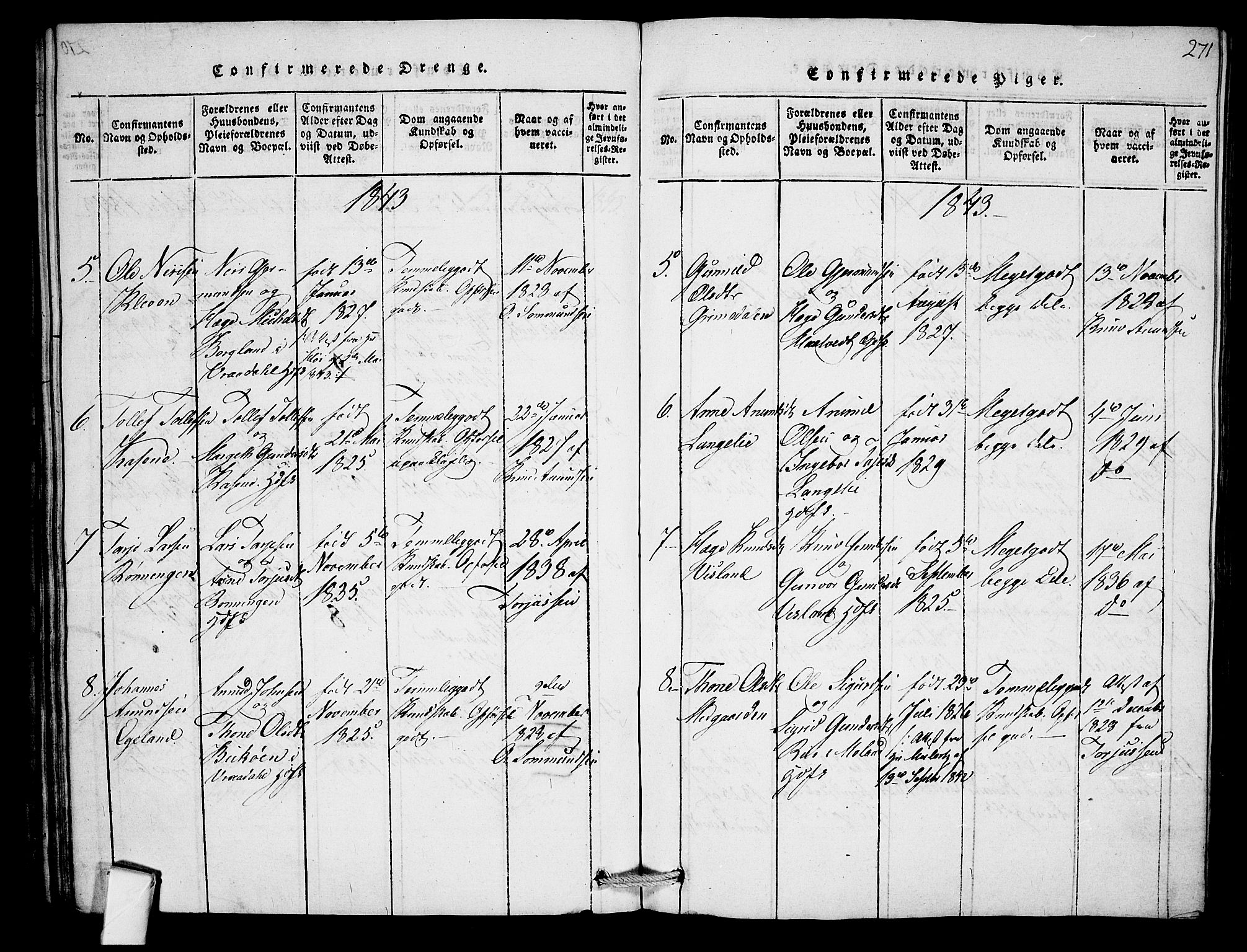 Mo kirkebøker, AV/SAKO-A-286/F/Fb/L0001: Parish register (official) no. II 1, 1814-1844, p. 271