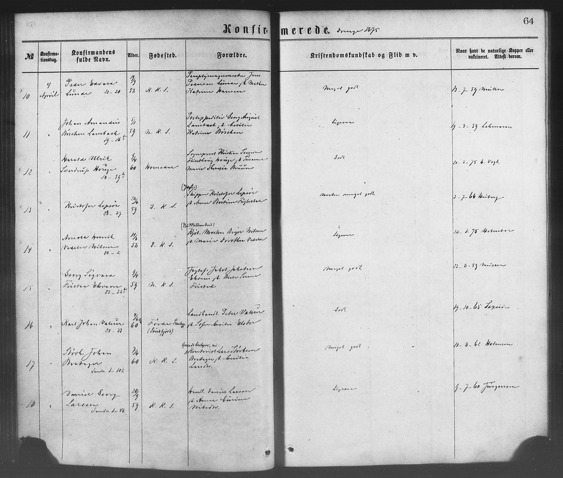 Korskirken sokneprestembete, AV/SAB-A-76101/H/Haa/L0028: Parish register (official) no. C 4, 1868-1879, p. 64