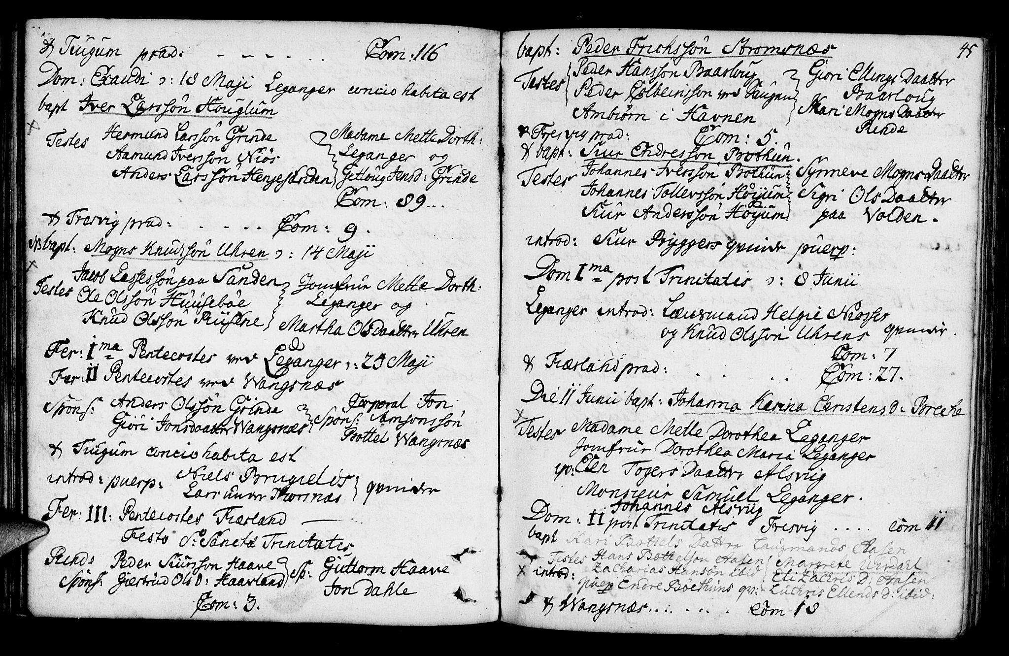 Leikanger sokneprestembete, SAB/A-81001: Parish register (official) no. A 3, 1756-1770, p. 45