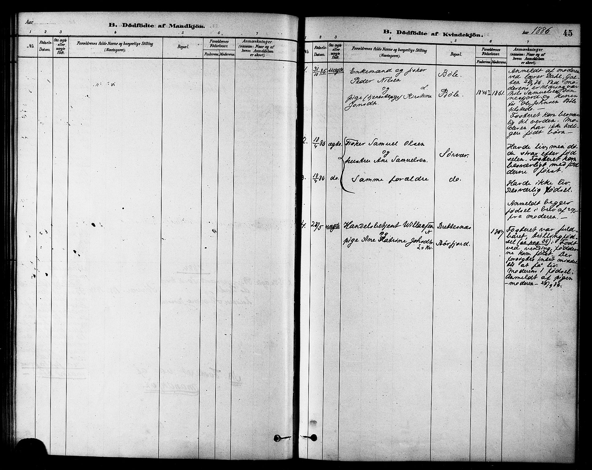 Loppa sokneprestkontor, AV/SATØ-S-1339/H/Ha/L0007kirke: Parish register (official) no. 7, 1879-1889, p. 45