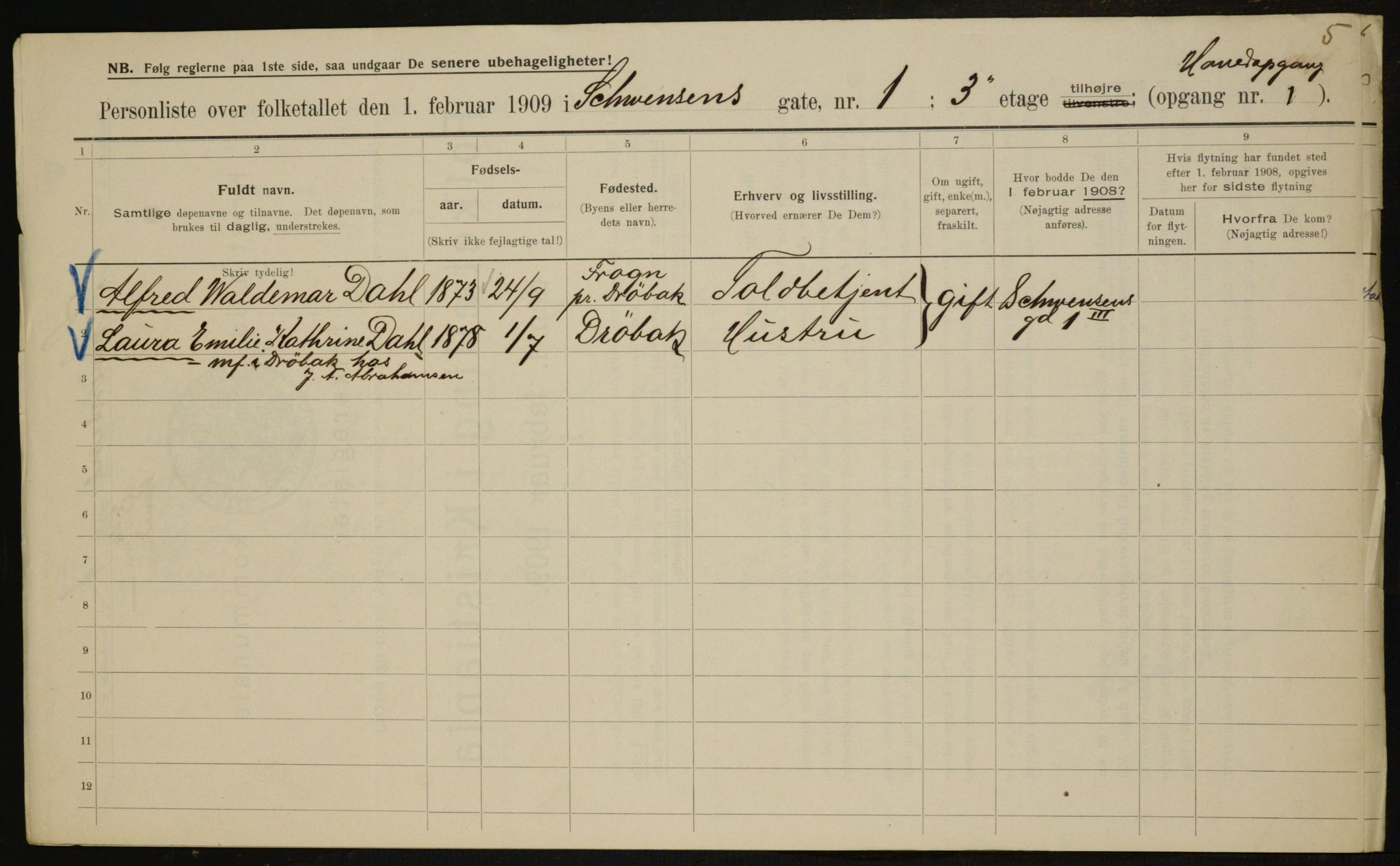 OBA, Municipal Census 1909 for Kristiania, 1909, p. 84127