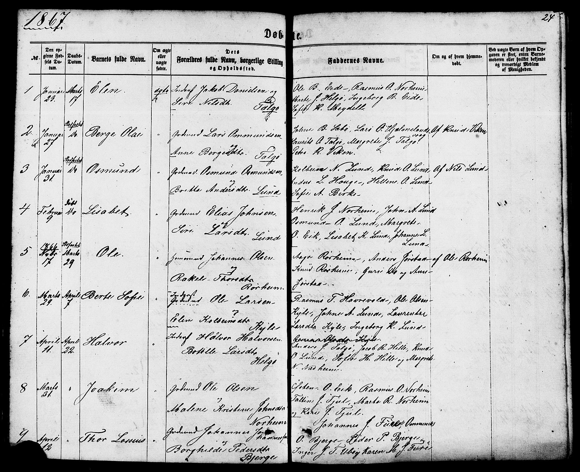 Nedstrand sokneprestkontor, AV/SAST-A-101841/01/IV: Parish register (official) no. A 10, 1861-1887, p. 24