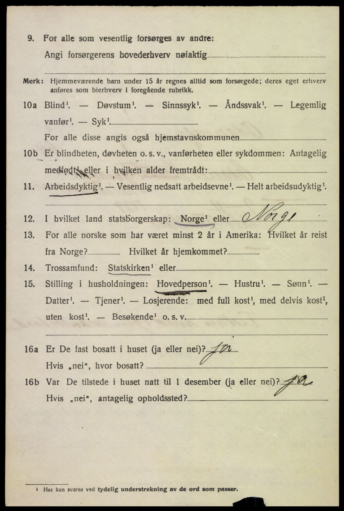SAK, 1920 census for Oddernes, 1920, p. 3370