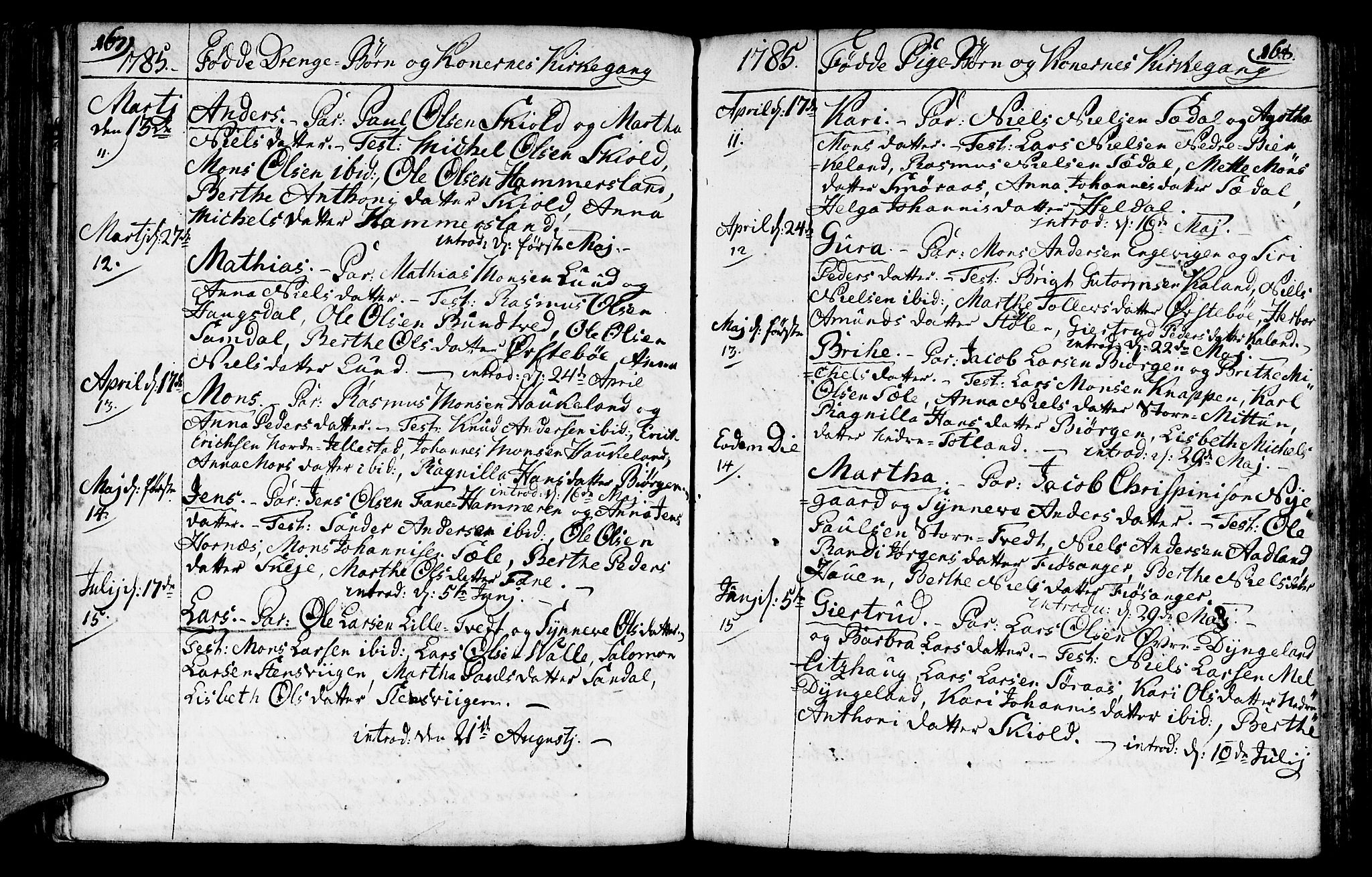 Fana Sokneprestembete, AV/SAB-A-75101/H/Haa/Haaa/L0005: Parish register (official) no. A 5, 1773-1799, p. 167-168