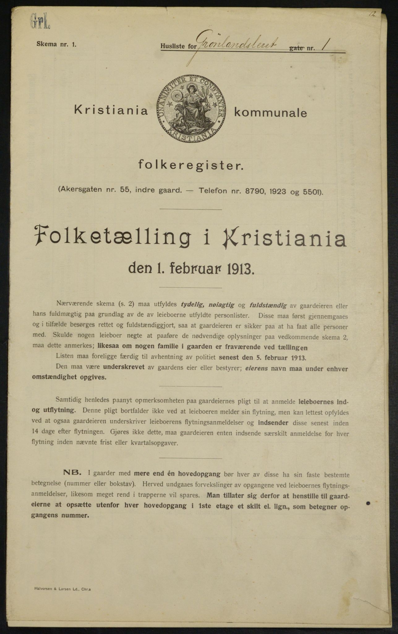 OBA, Municipal Census 1913 for Kristiania, 1913, p. 31624