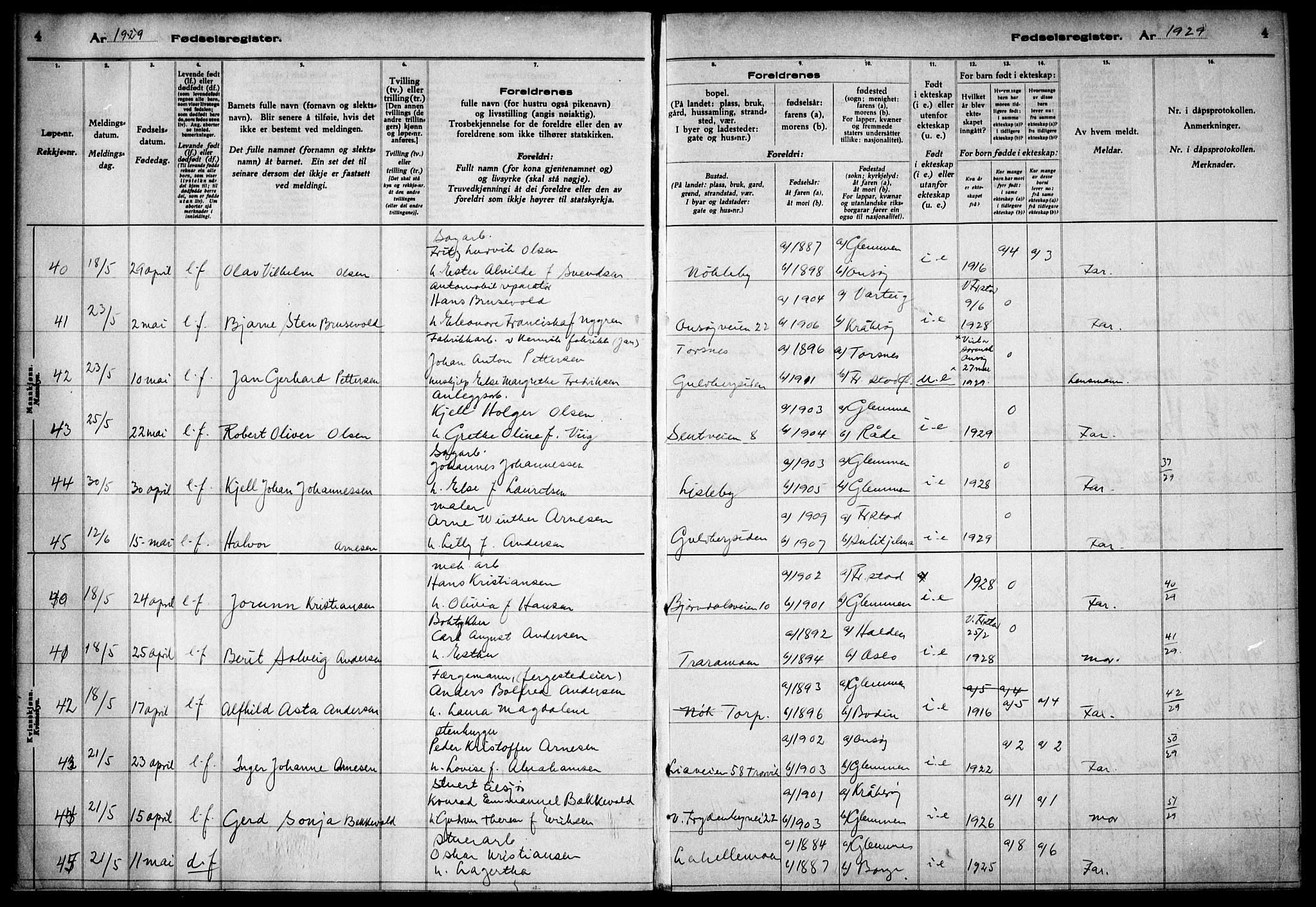 Glemmen prestekontor Kirkebøker, AV/SAO-A-10908/J/Ja/L0003: Birth register no. I 3, 1929-1939, p. 4