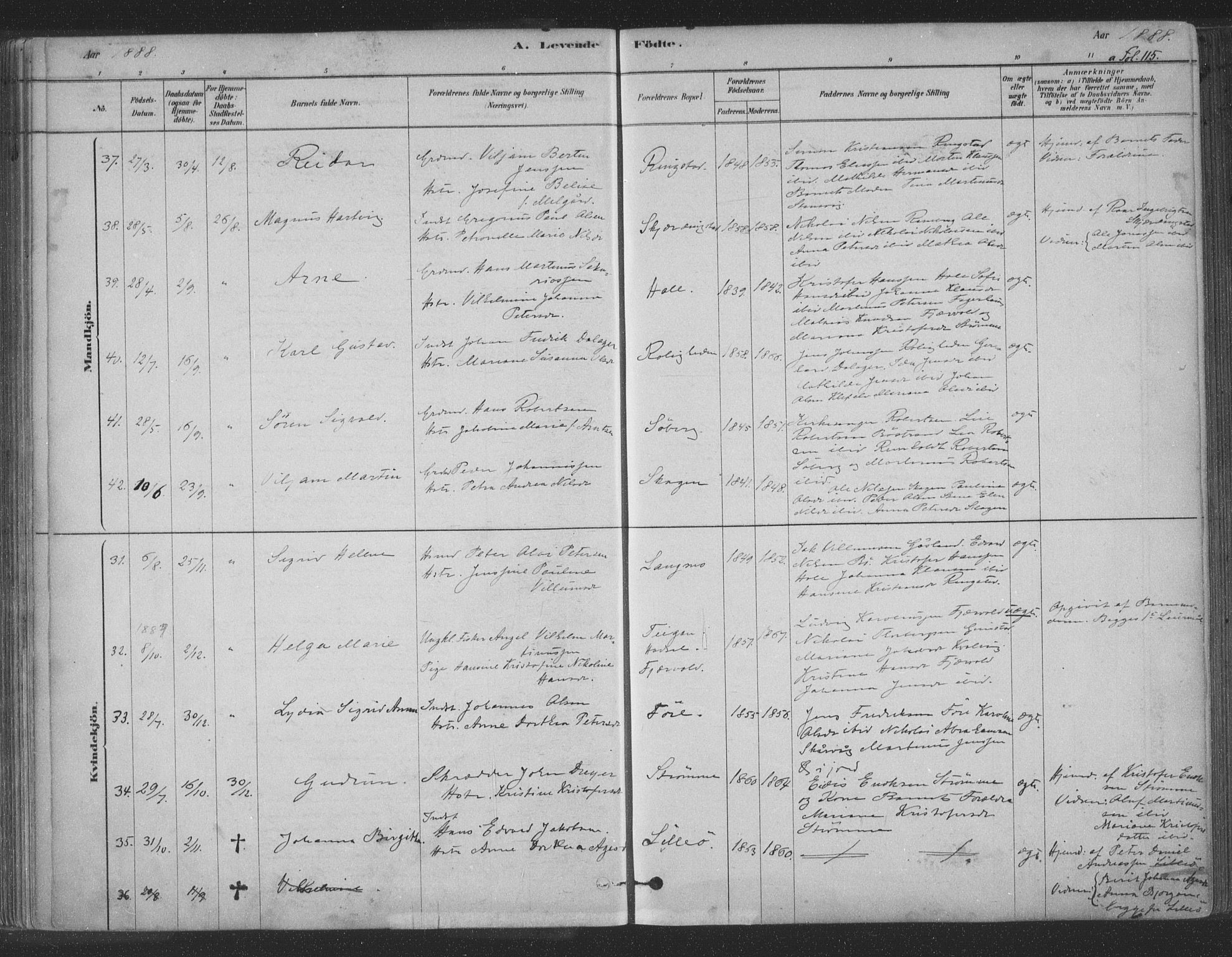 Ministerialprotokoller, klokkerbøker og fødselsregistre - Nordland, AV/SAT-A-1459/891/L1302: Parish register (official) no. 891A07, 1878-1895, p. 115