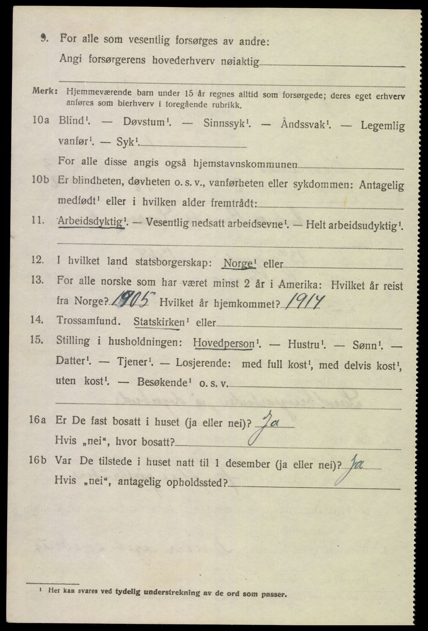 SAK, 1920 census for Birkenes, 1920, p. 1430