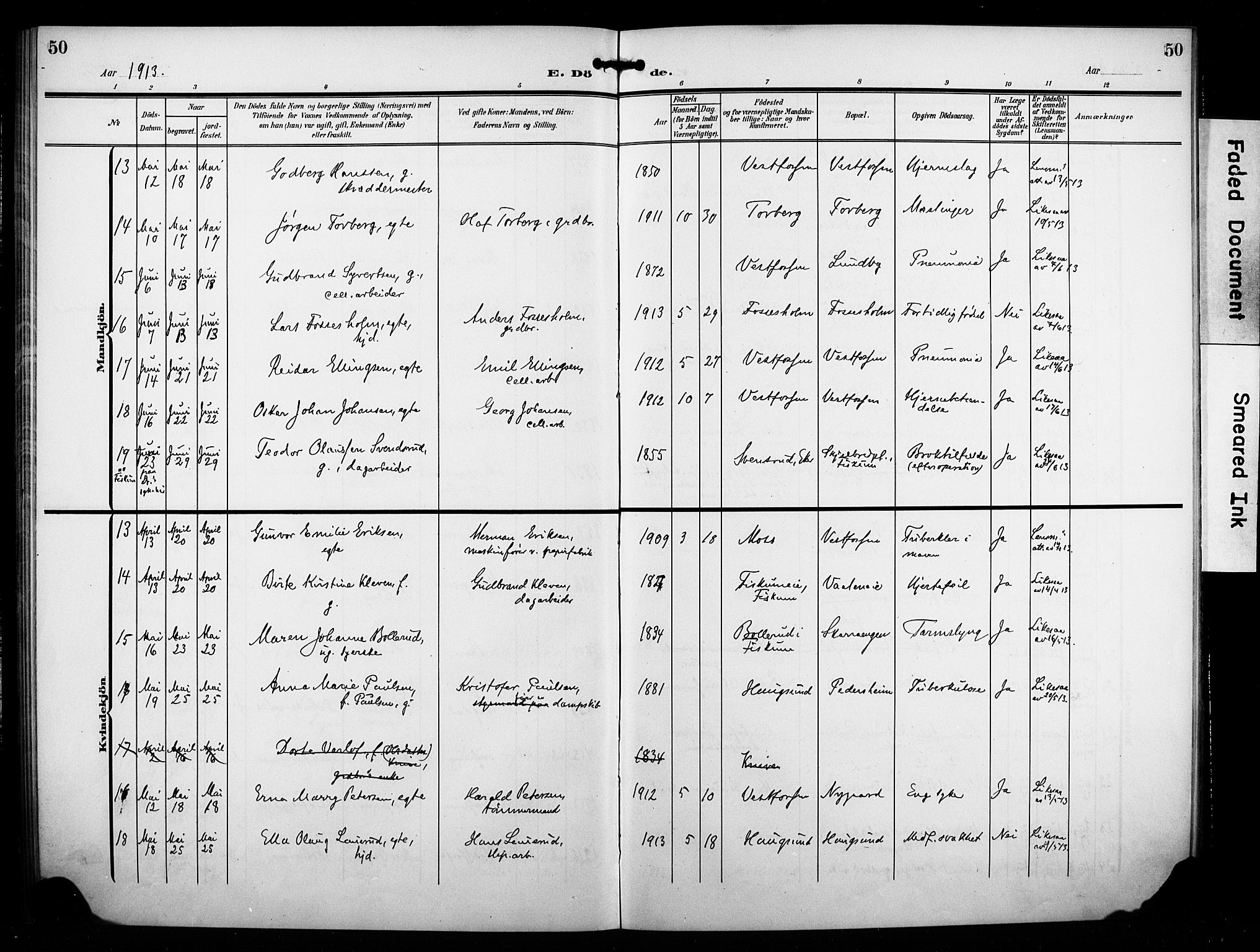 Eiker kirkebøker, AV/SAKO-A-4/F/Fb/L0004: Parish register (official) no. II 4, 1905-1914, p. 50