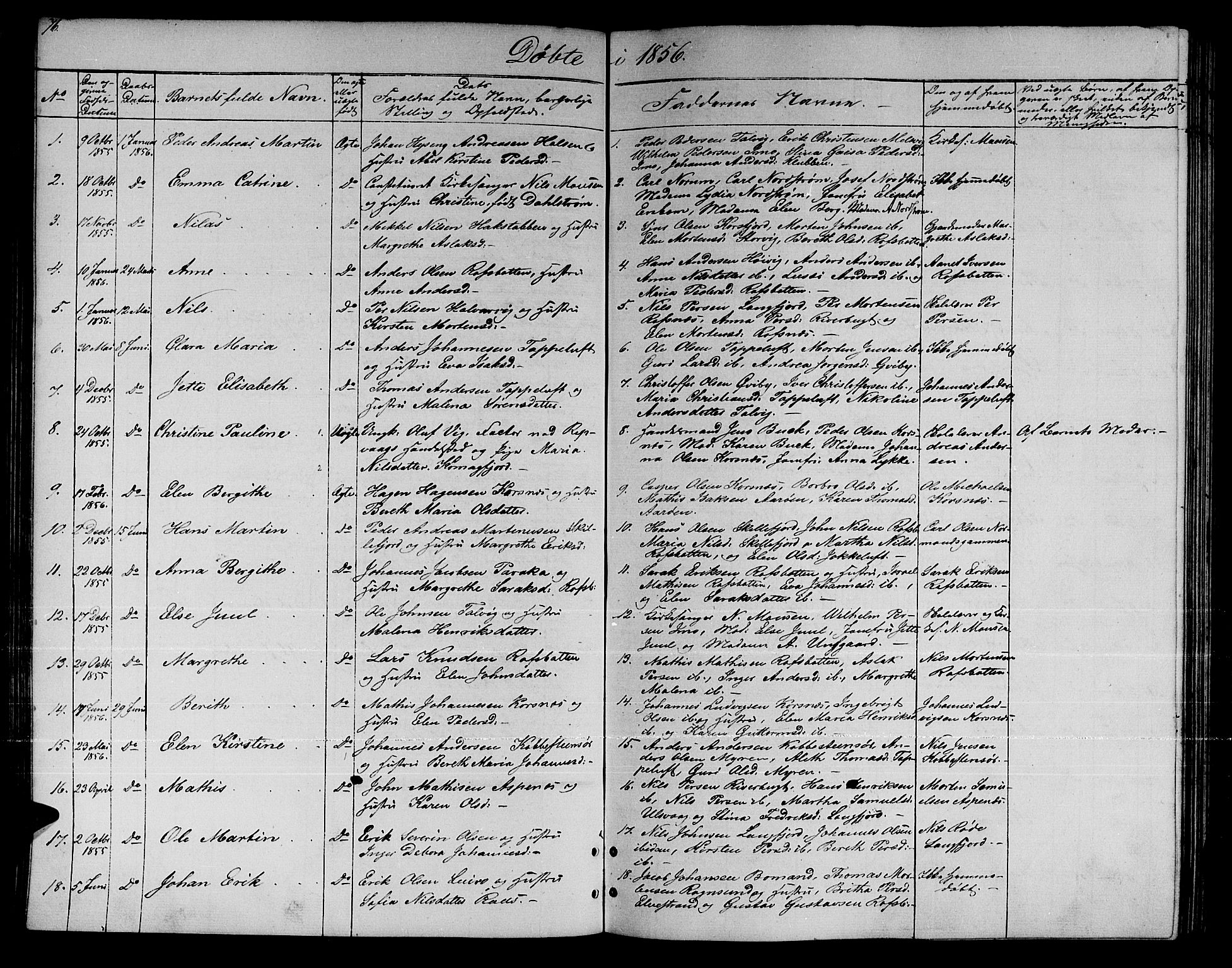 Talvik sokneprestkontor, SATØ/S-1337/H/Hb/L0001klokker: Parish register (copy) no. 1, 1847-1863, p. 76