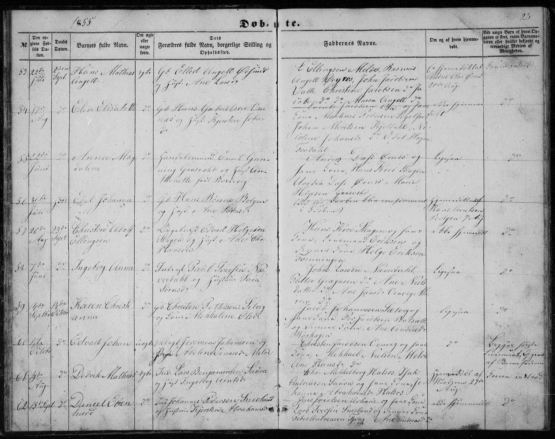 Ministerialprotokoller, klokkerbøker og fødselsregistre - Nordland, AV/SAT-A-1459/843/L0633: Parish register (copy) no. 843C02, 1853-1873, p. 23