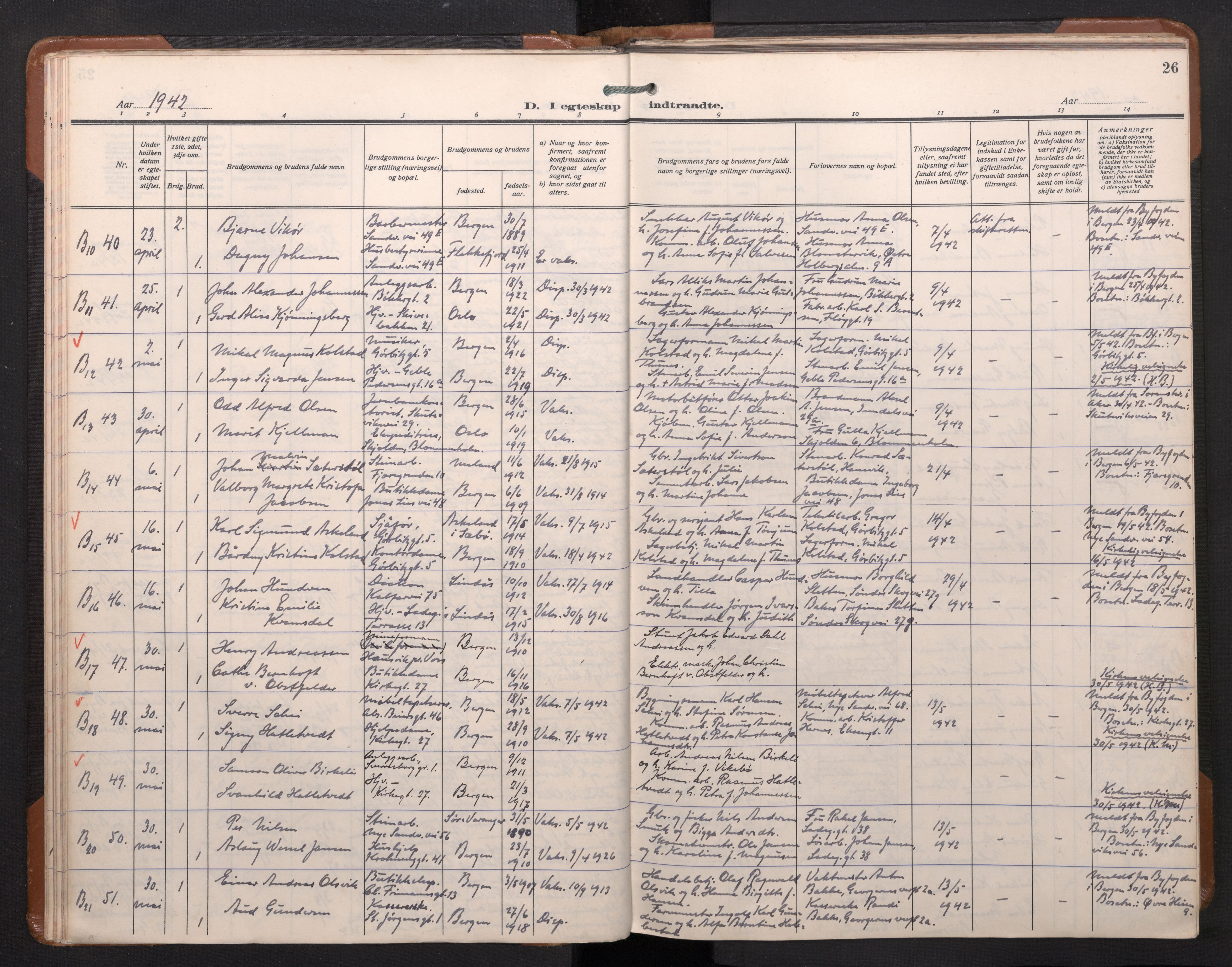 Sandviken Sokneprestembete, AV/SAB-A-77601/H/Ha/L0017: Parish register (official) no. D 4, 1940-1954, p. 26