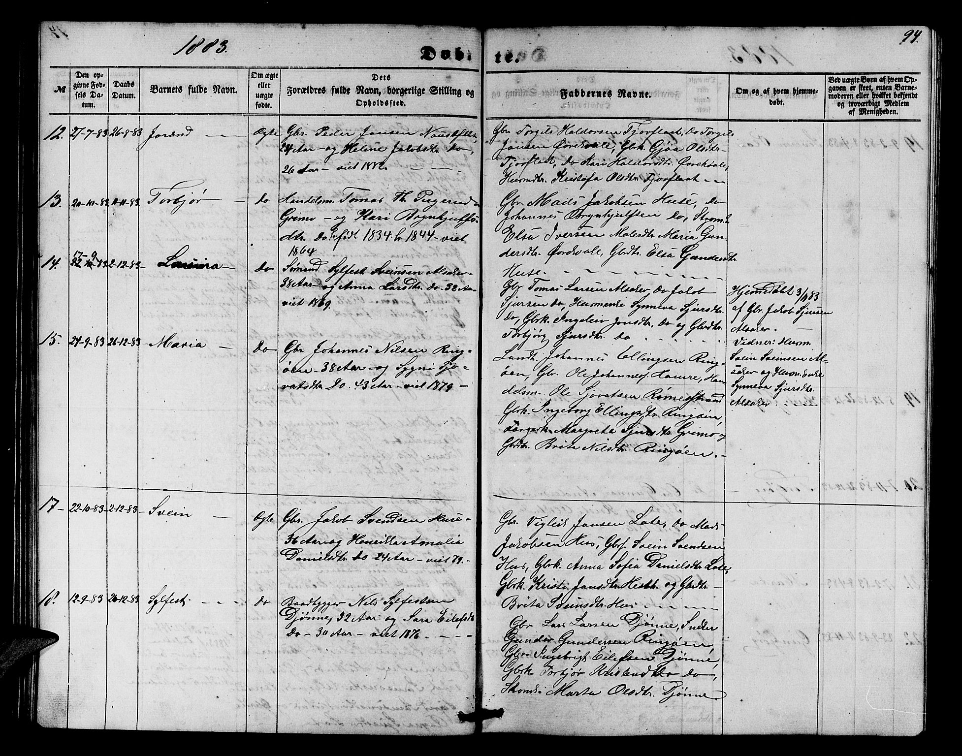 Ullensvang sokneprestembete, SAB/A-78701/H/Hab: Parish register (copy) no. E 6, 1857-1886, p. 94